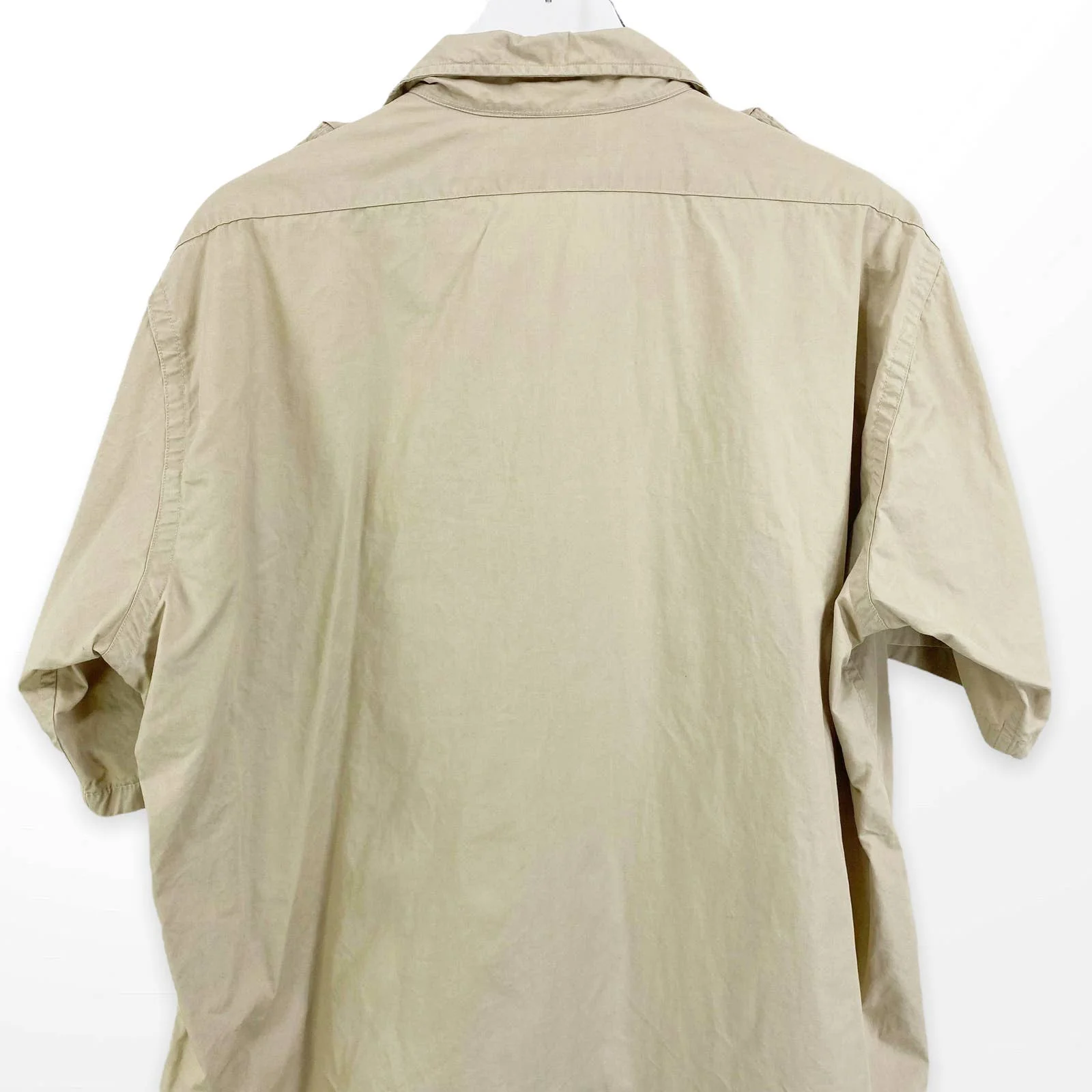 90s Vintage Tan Cotton Button Up Collared Pocket Shirt by LL Bean - Image 7