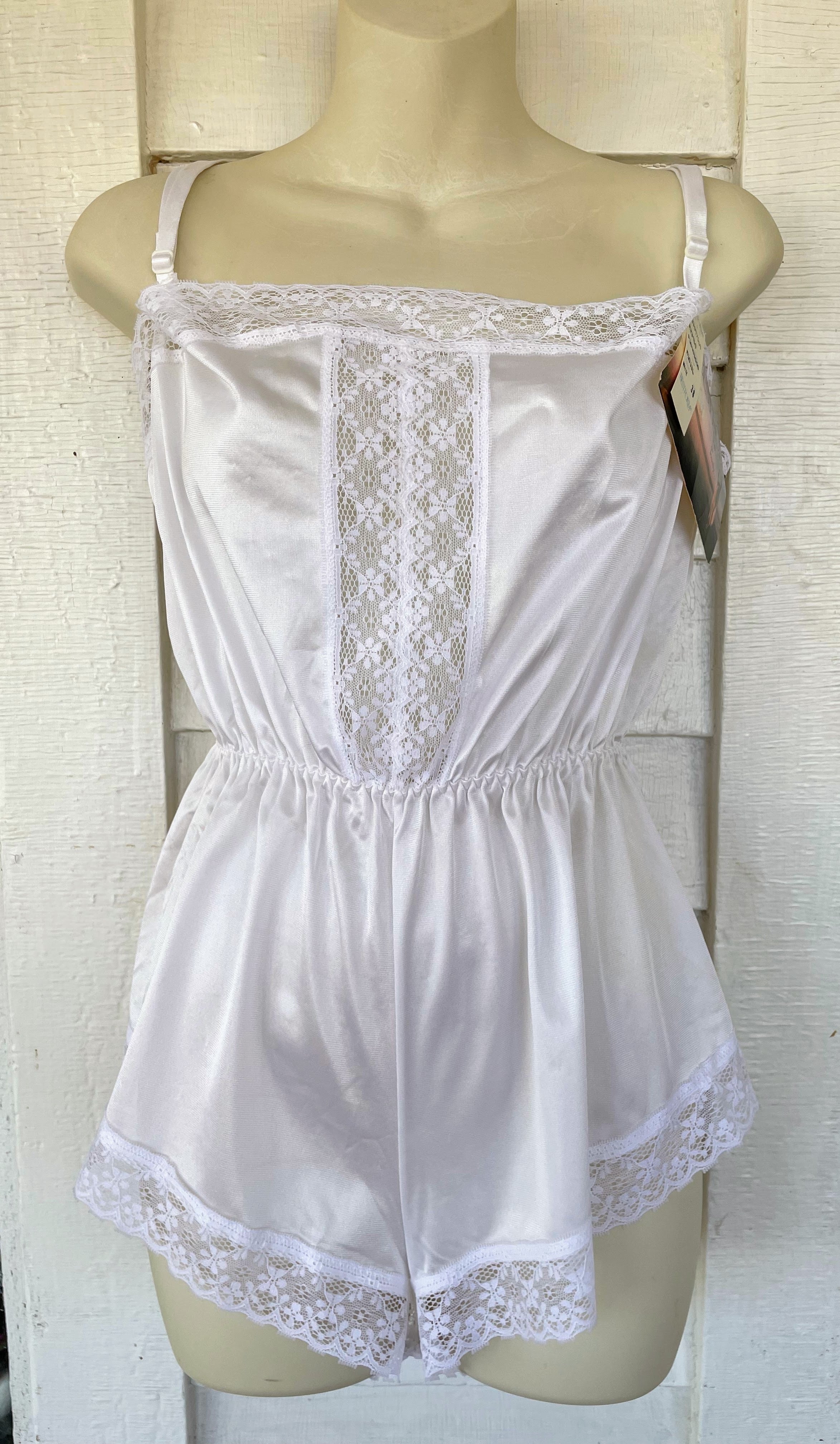 90s Vintage Teddy Romper Lingerie Nwt White Lace By Bestform - Image 11