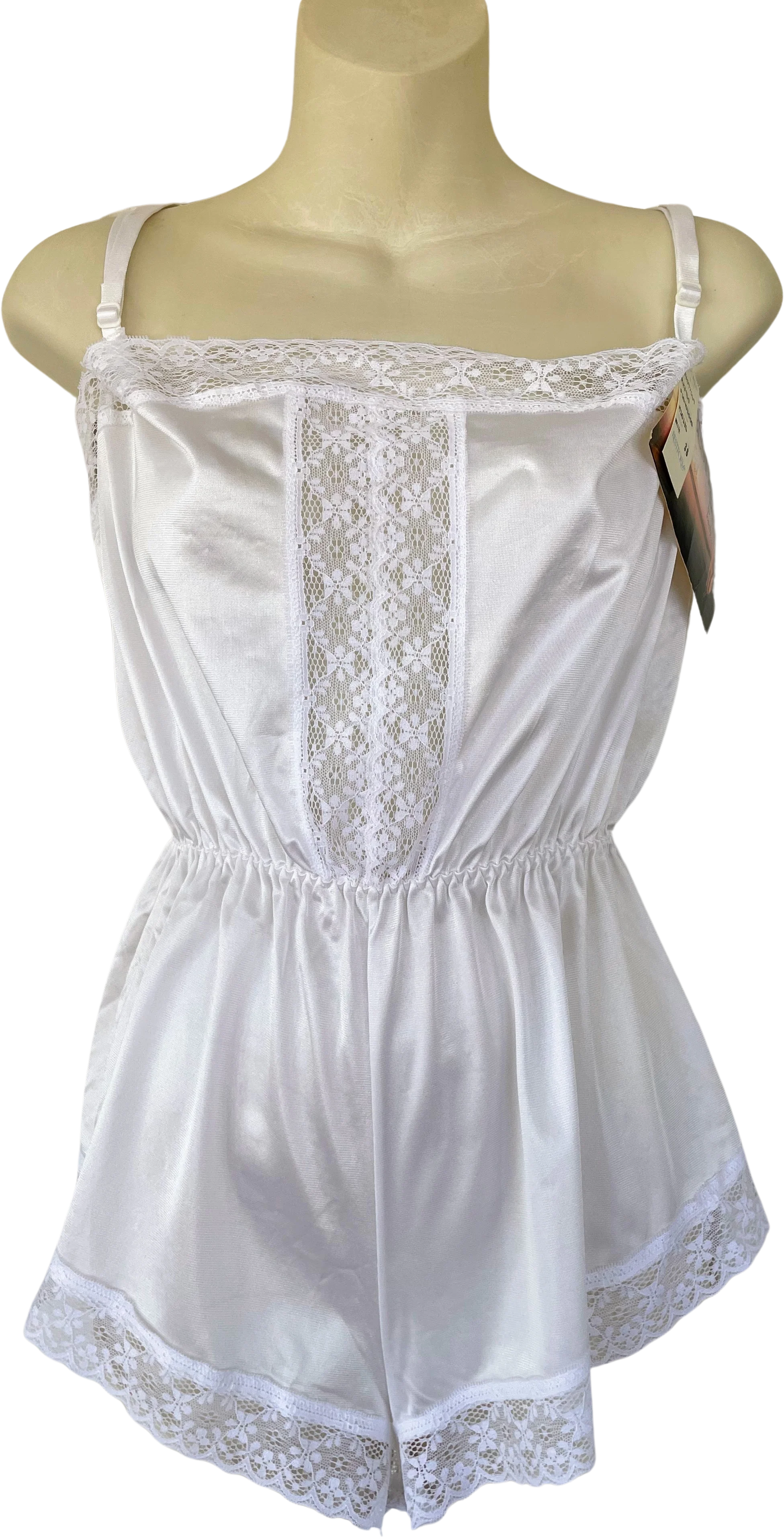 90s Vintage Teddy Romper Lingerie Nwt White Lace By Bestform - Image 2