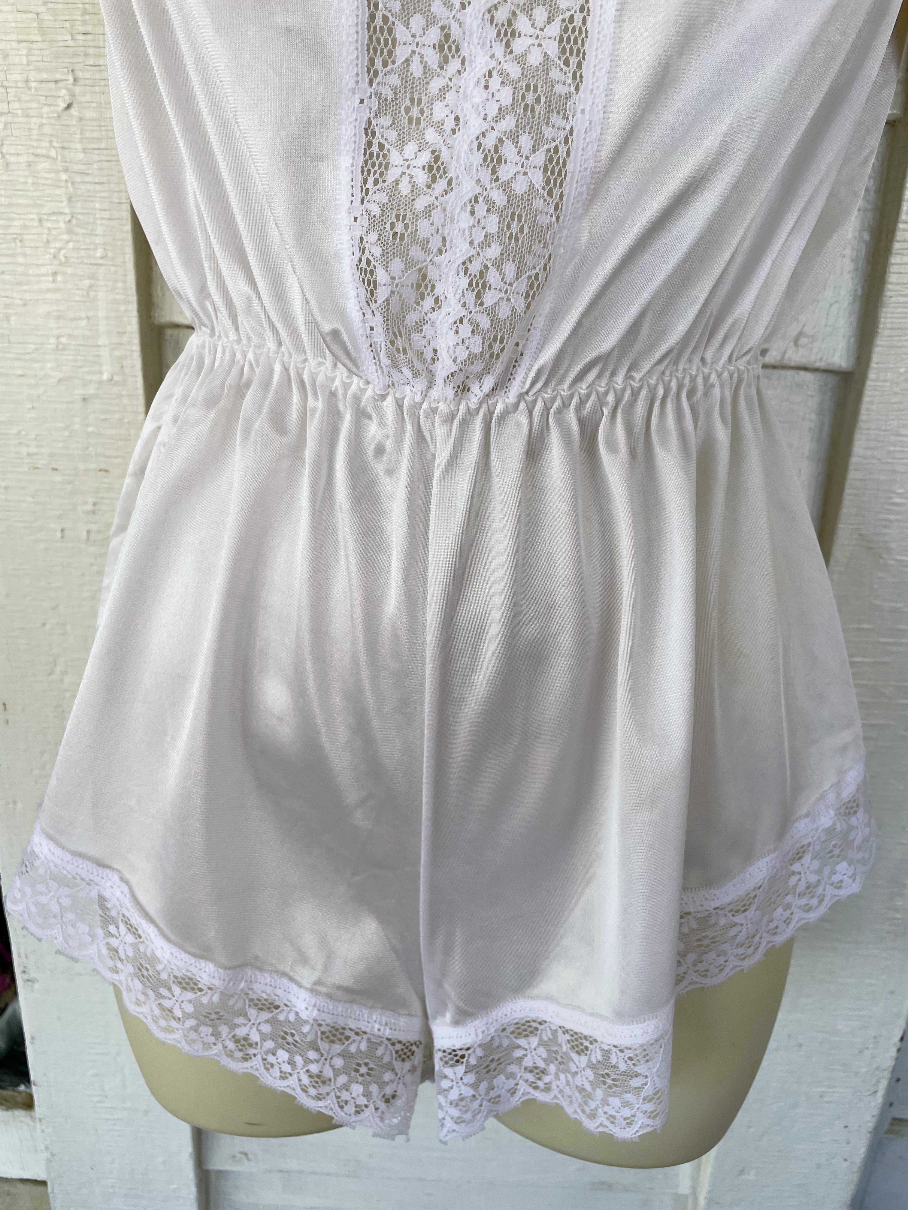 90s Vintage Teddy Romper Lingerie Nwt White Lace By Bestform - Image 7