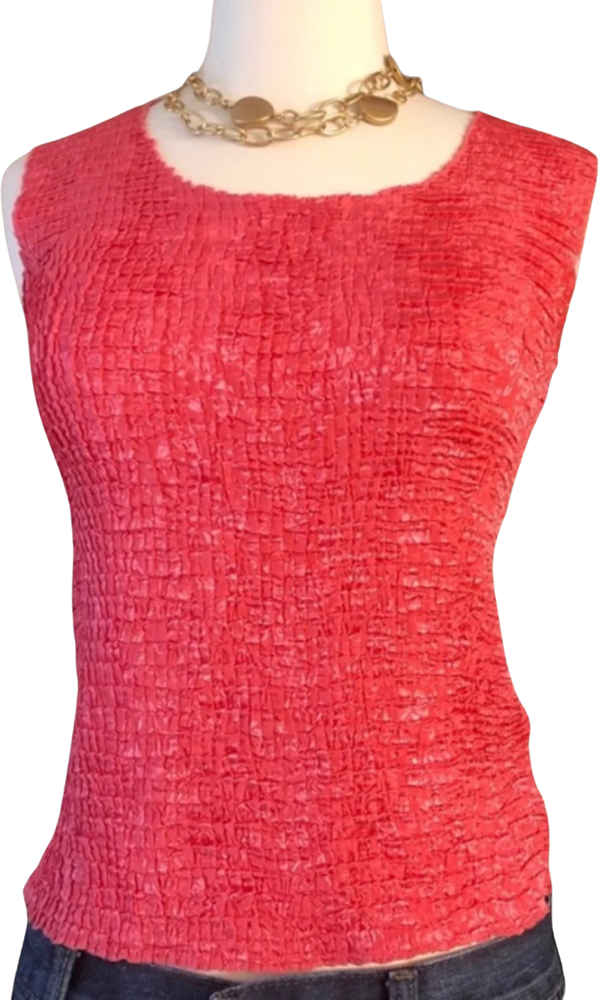 90s Vintage Textured Pink Tank Size Medium By Plisse - Image 2