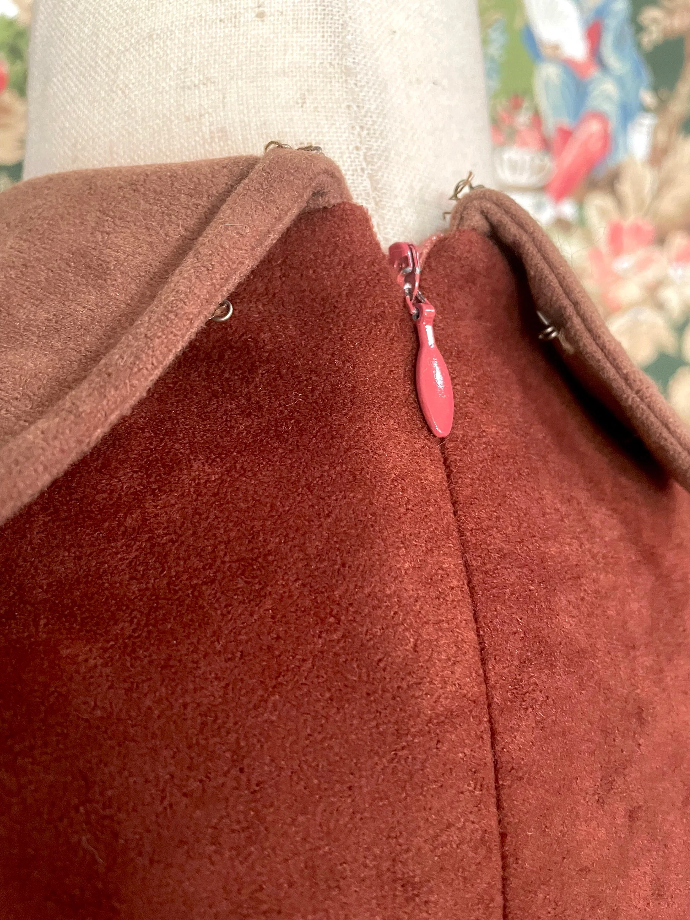 90s Vintage Two-Tone Brown Ultrasuede Dress by Rosario - Image 5