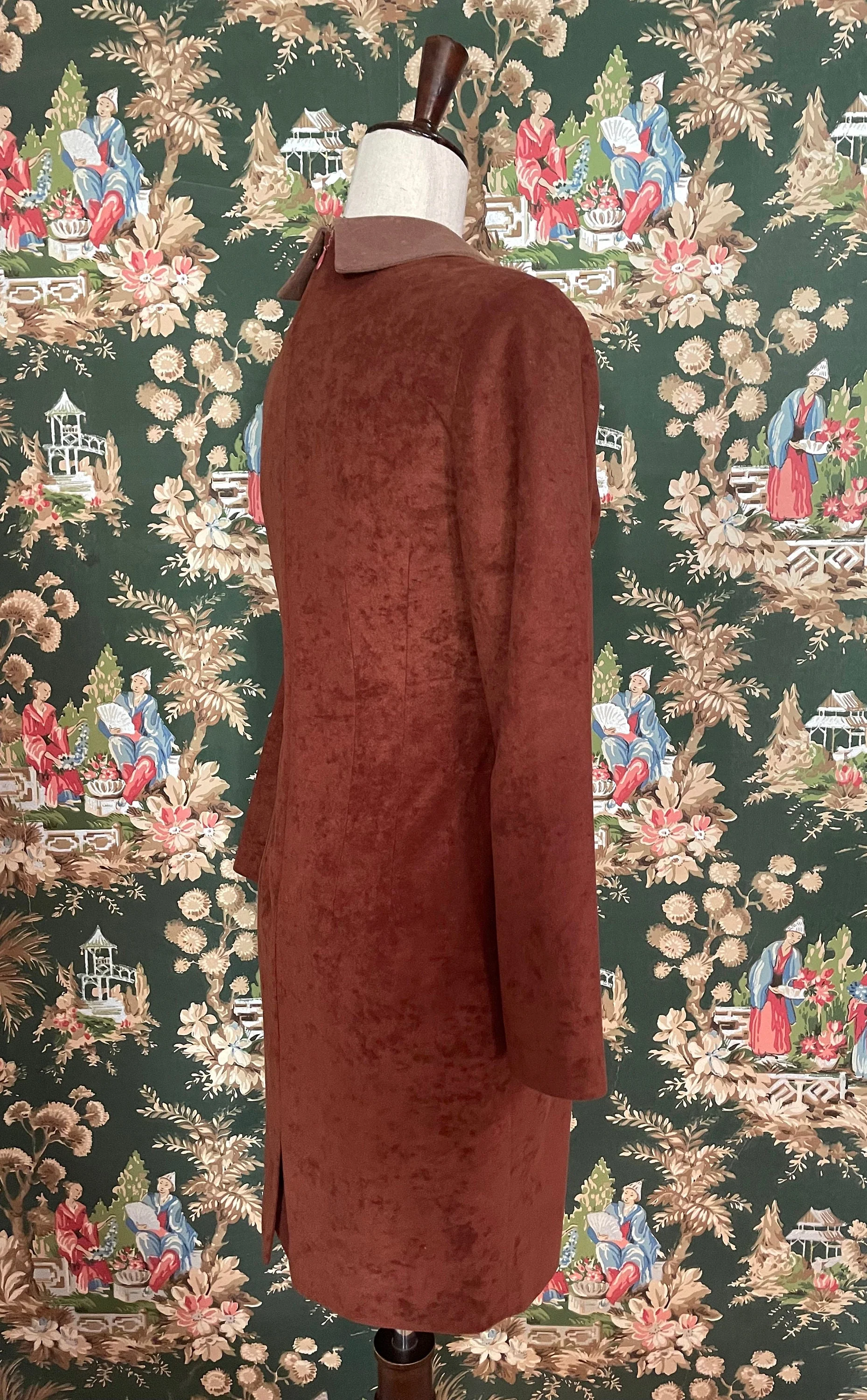 90s Vintage Two-Tone Brown Ultrasuede Dress by Rosario - Image 7