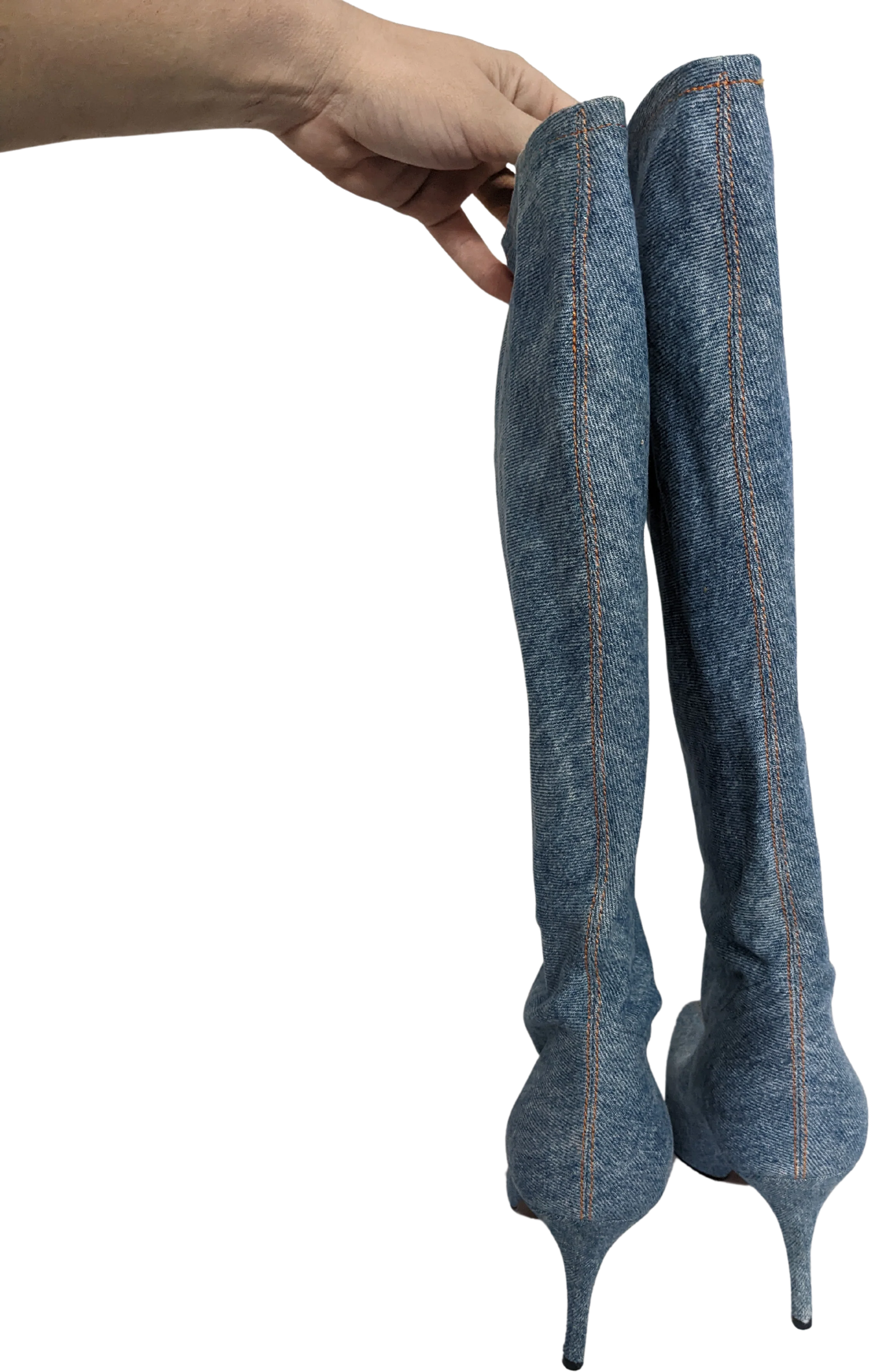 90s Vintage Walter Steiger Denim Boots By Walter Steiger - Image 2