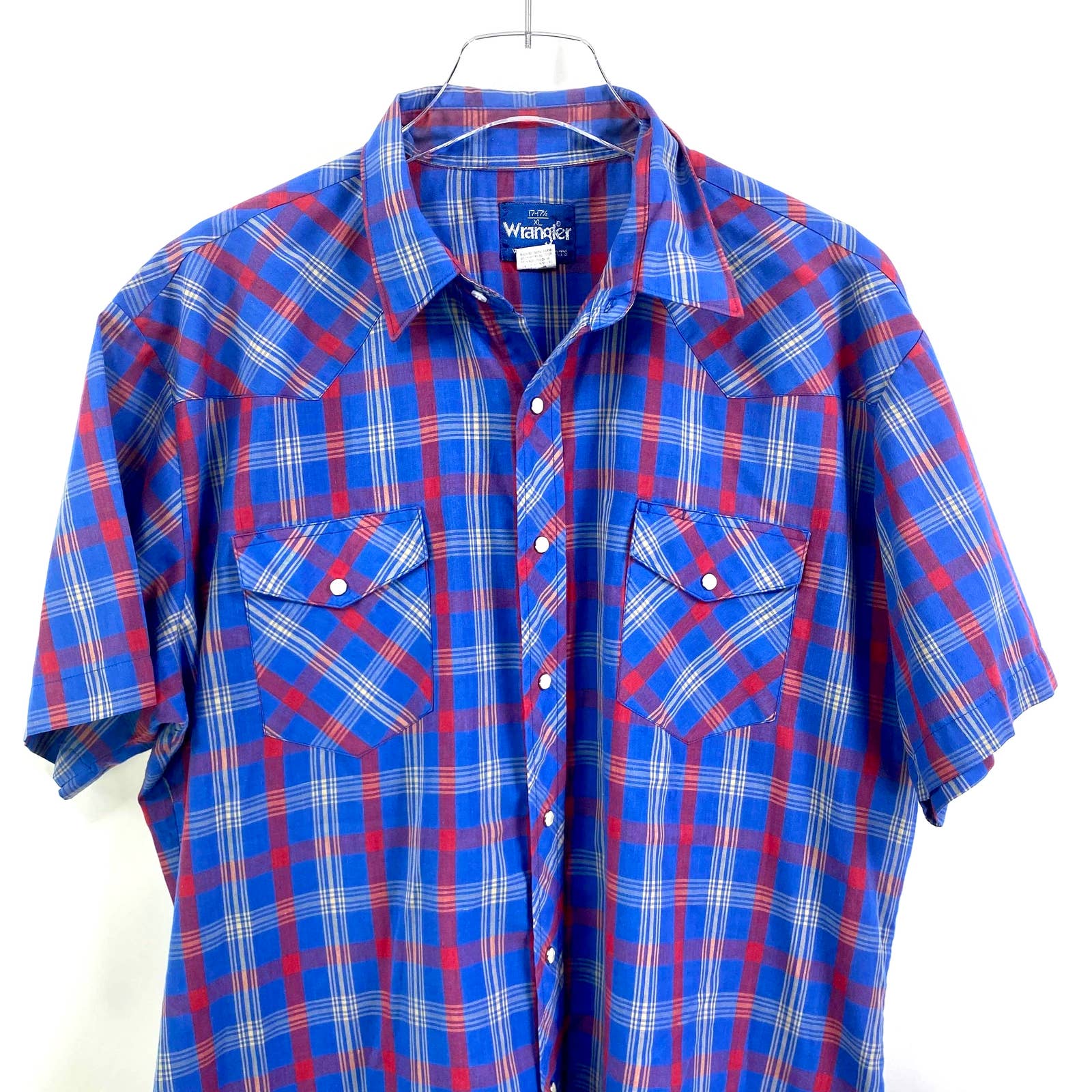 90s Vintage Western Plaid Check Casual Button Down Shirt by Wrangler - Image 6