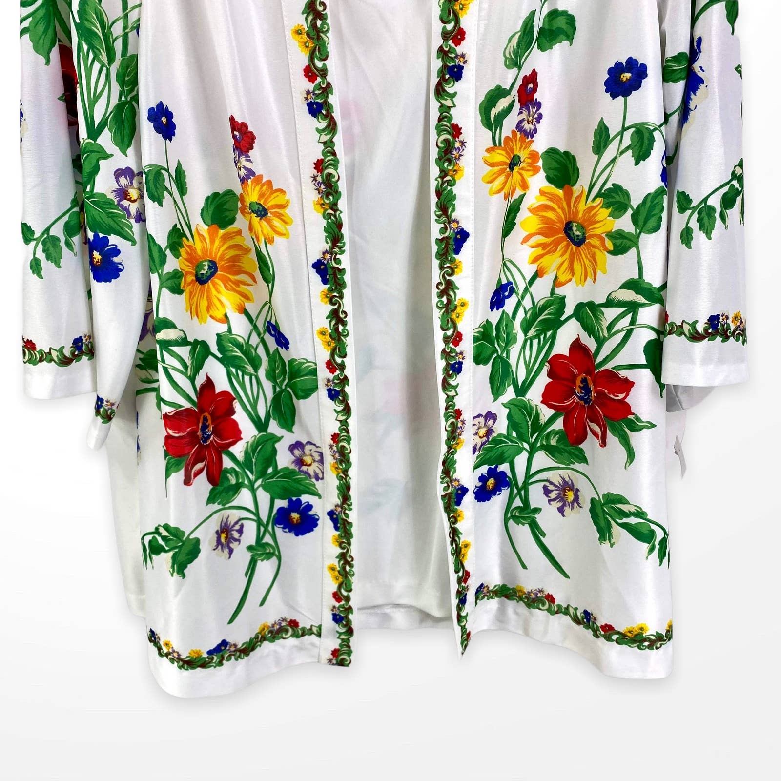 90s Vintage White Floral Shirt Jacket Blouse by Top Notch - Image 6
