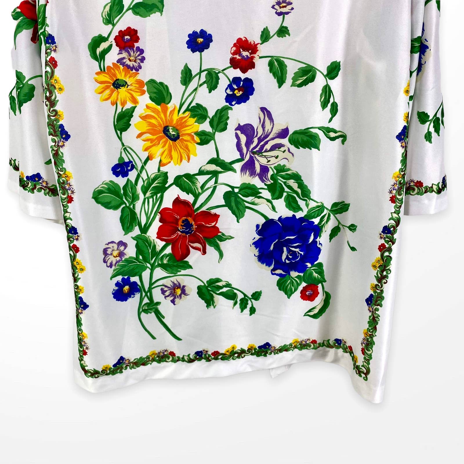 90s Vintage White Floral Shirt Jacket Blouse by Top Notch - Image 7
