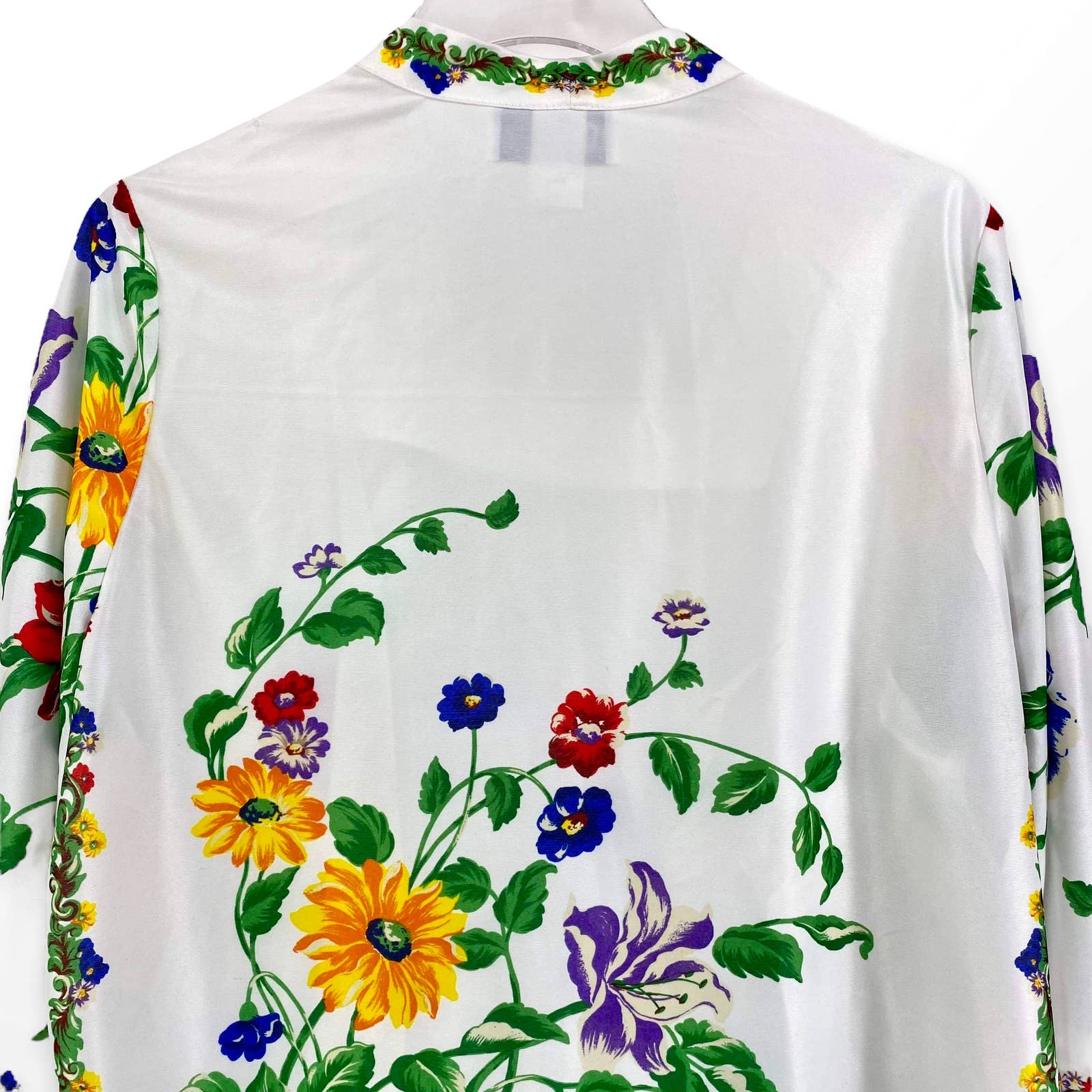 90s Vintage White Floral Shirt Jacket Blouse by Top Notch - Image 9