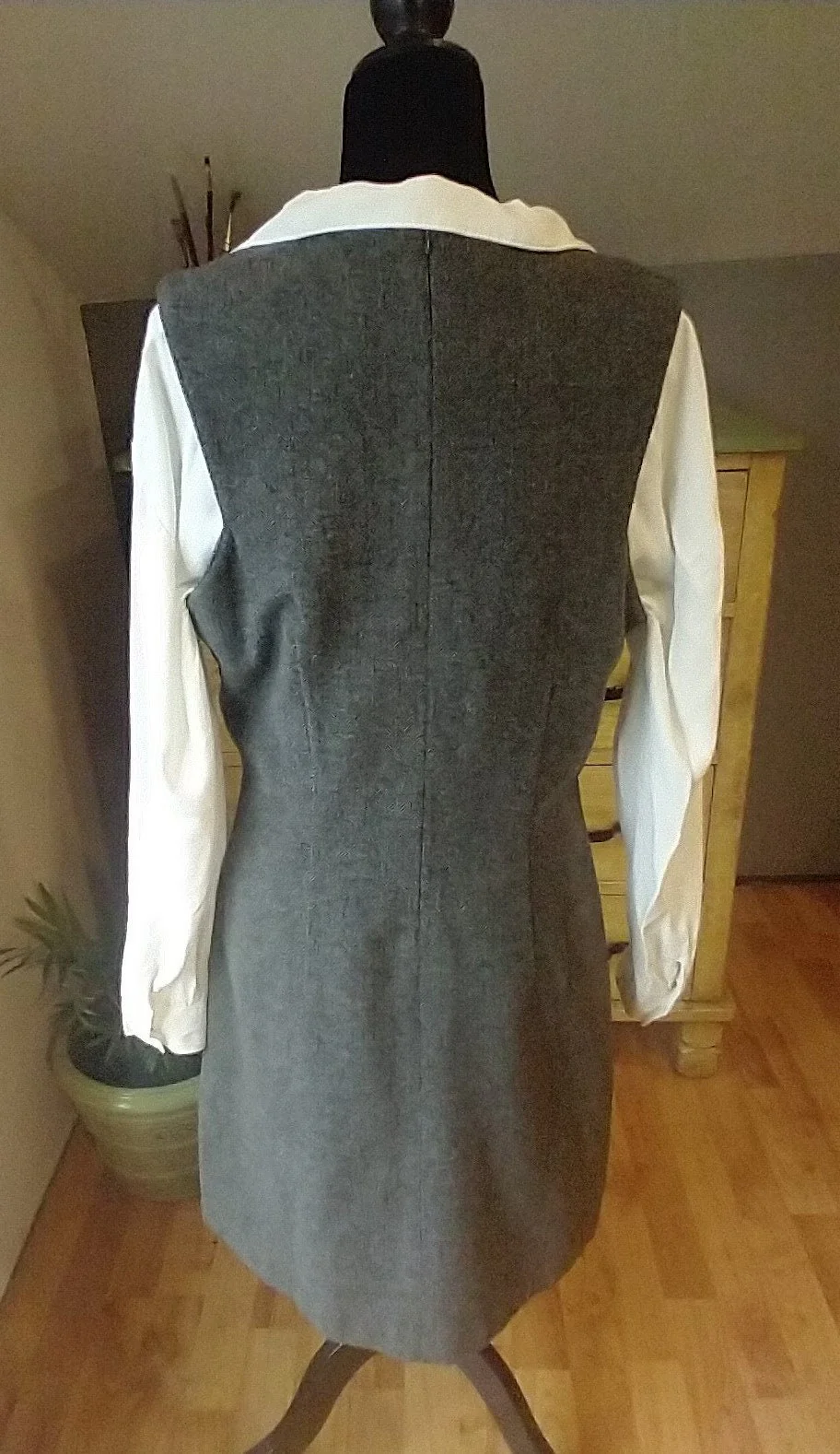 90s Vintage Wool Jumper Dress Gray Lined Midi Winter Dress Minamalist Made In Hong Kong by Eddie Bauer - Image 6