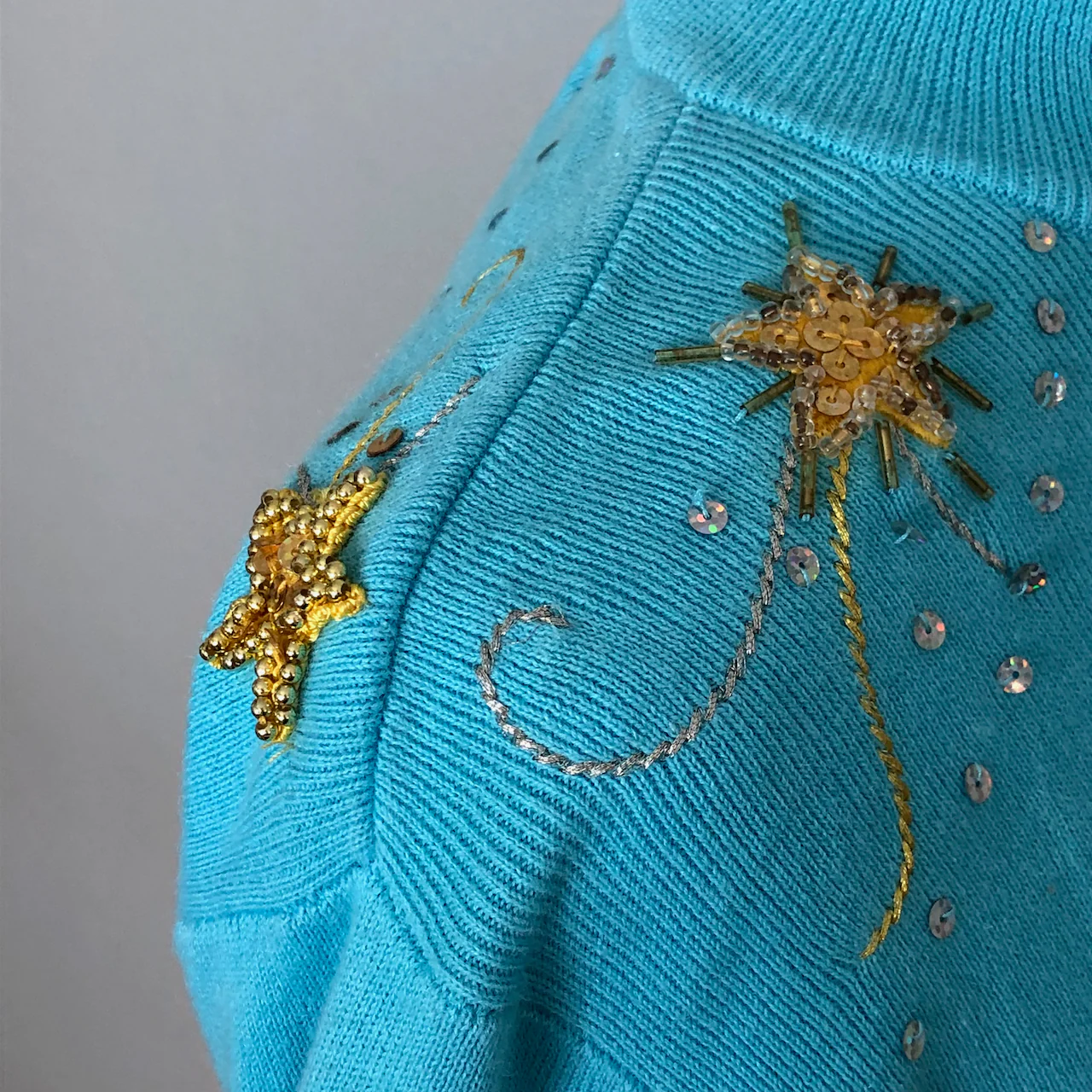 90s Vintage Zip Up Embellished Knit Cardigan Sweater By Quacker Factory - Image 4