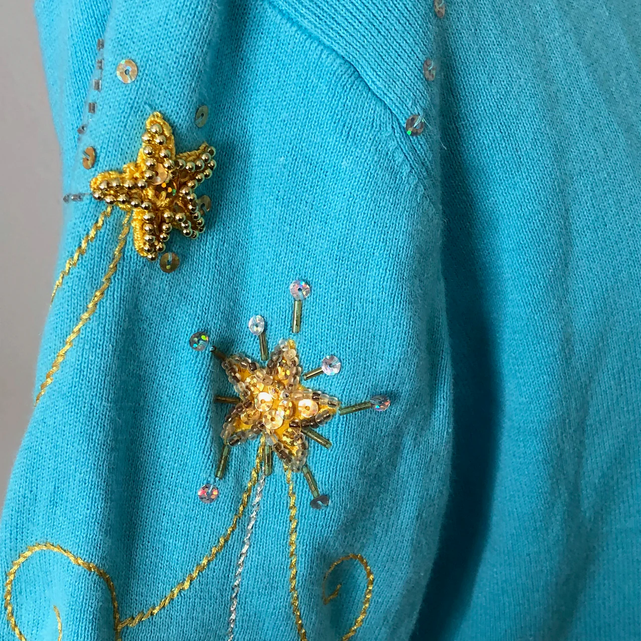 90s Vintage Zip Up Embellished Knit Cardigan Sweater By Quacker Factory - Image 6