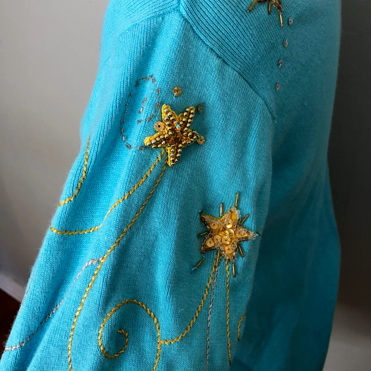 90s Vintage Zip Up Embellished Knit Cardigan Sweater By Quacker Factory - Image 8