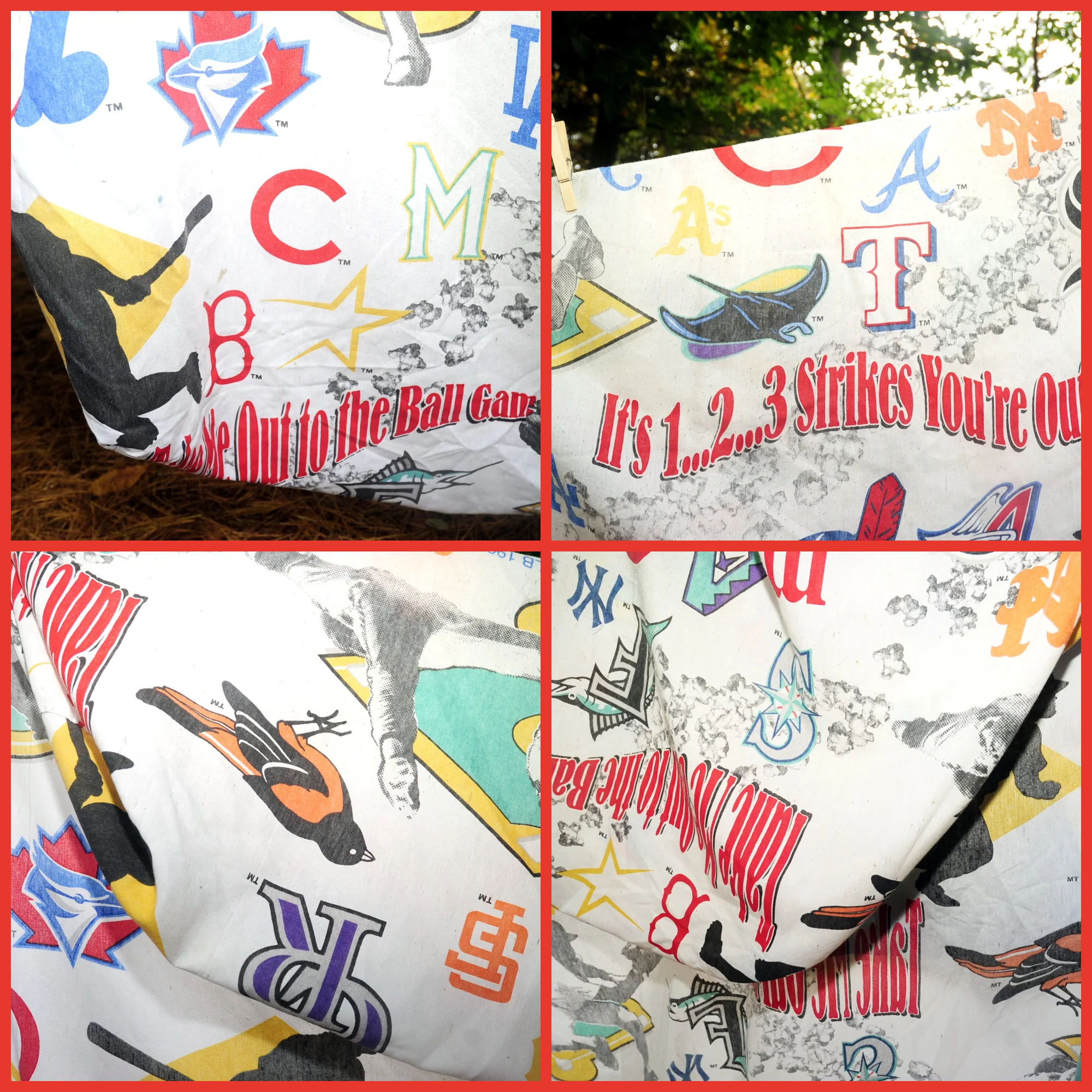 90s Vtg 1996 Baseball Twin Sheet Pillowcase Set by Mlb - Image 9