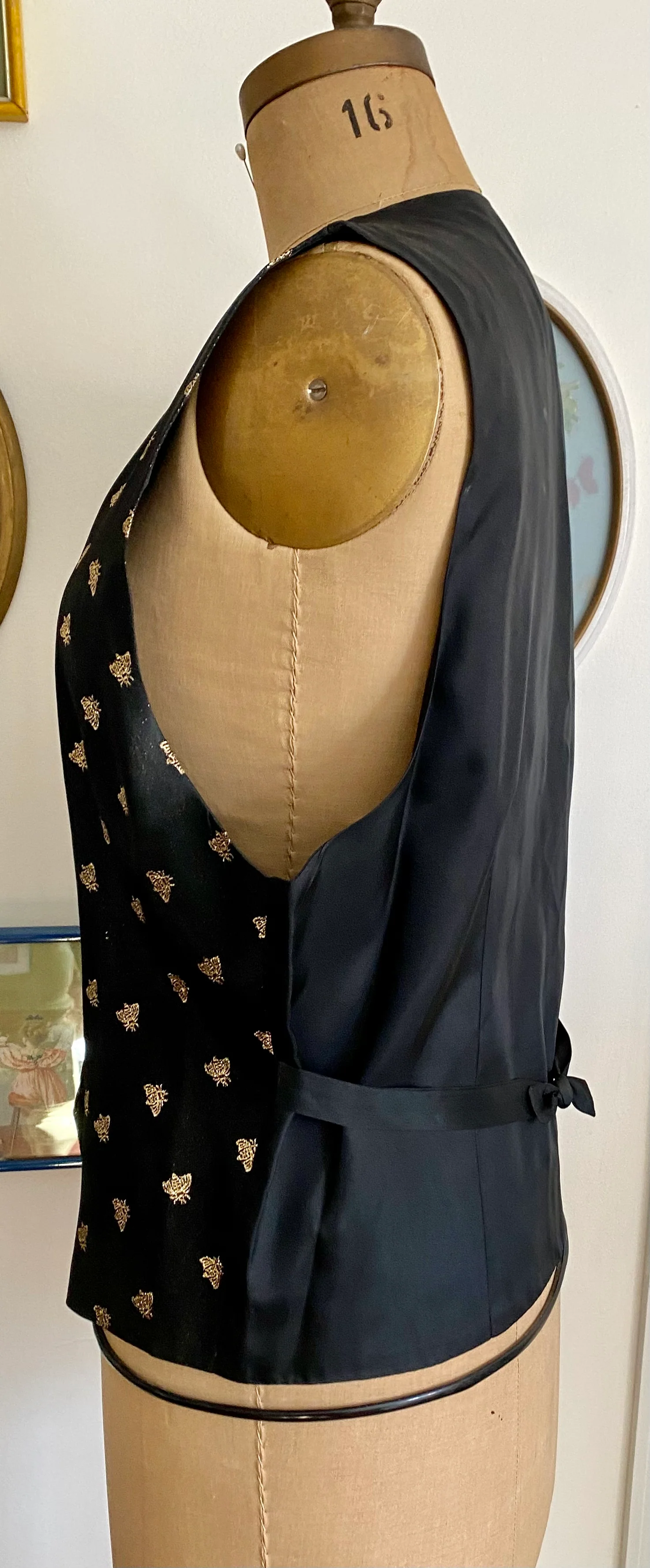 90s Vtg Black Gold Bee Vest Insects by Joan Rivers Classic Collection - Image 4