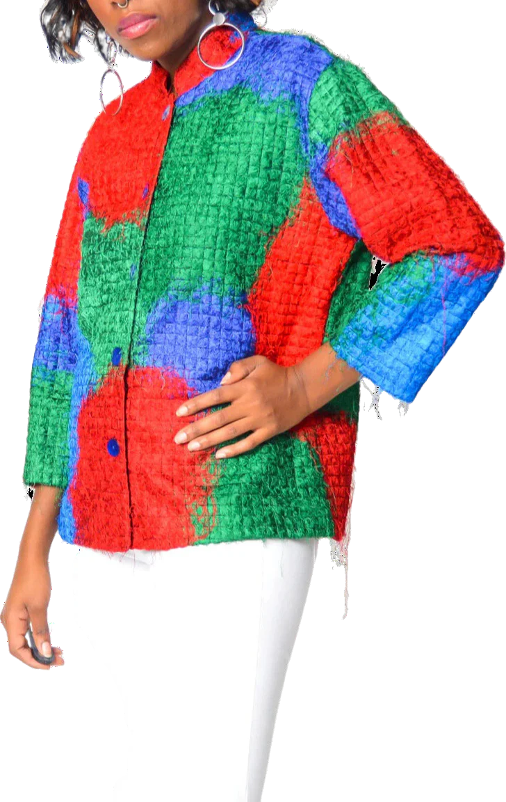 90s Vtg You Got Me Hanging By A String Quilted Jacket