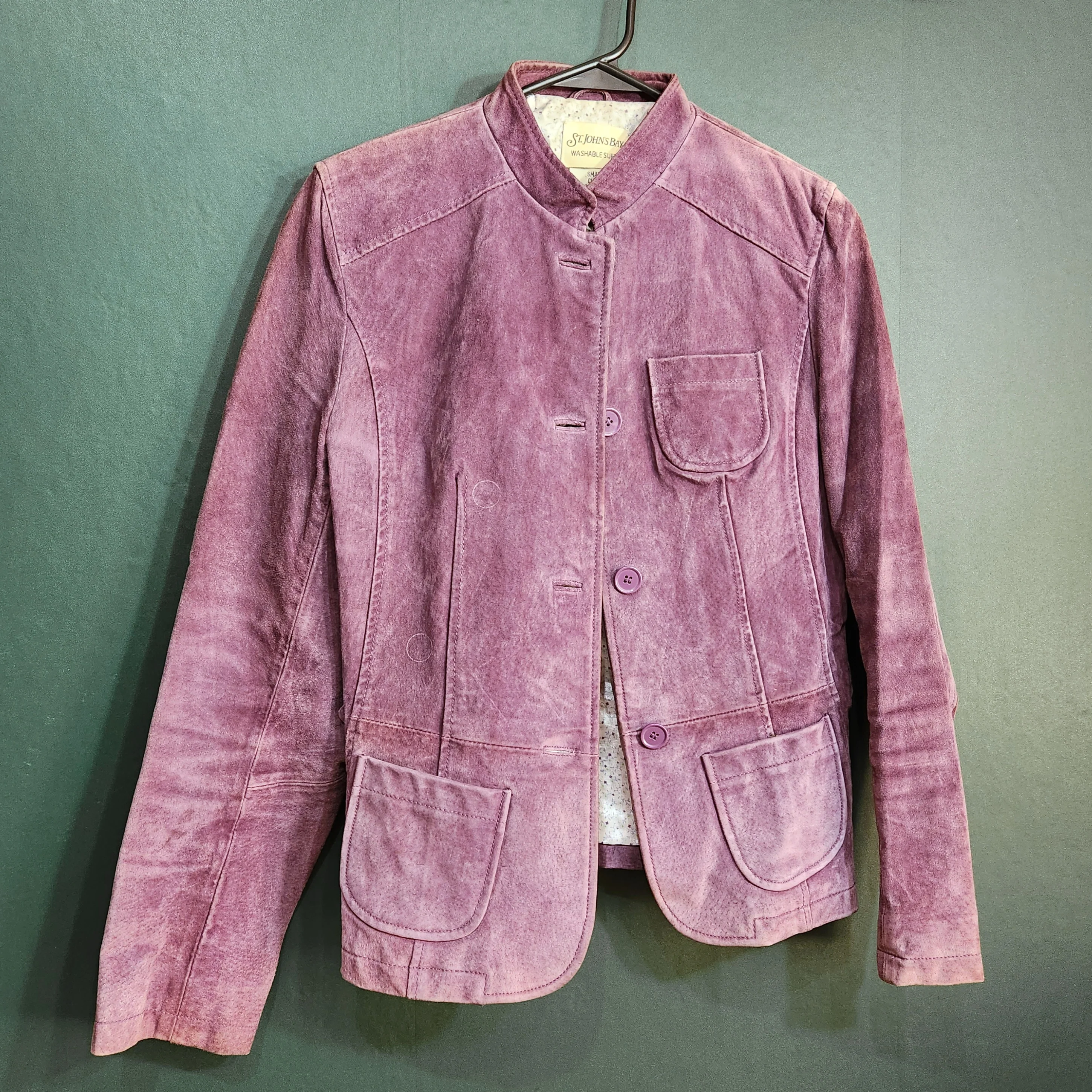 90s Washable Suede Mauve Jacket Genuine Leather Size S By St Johns Bay - Image 4