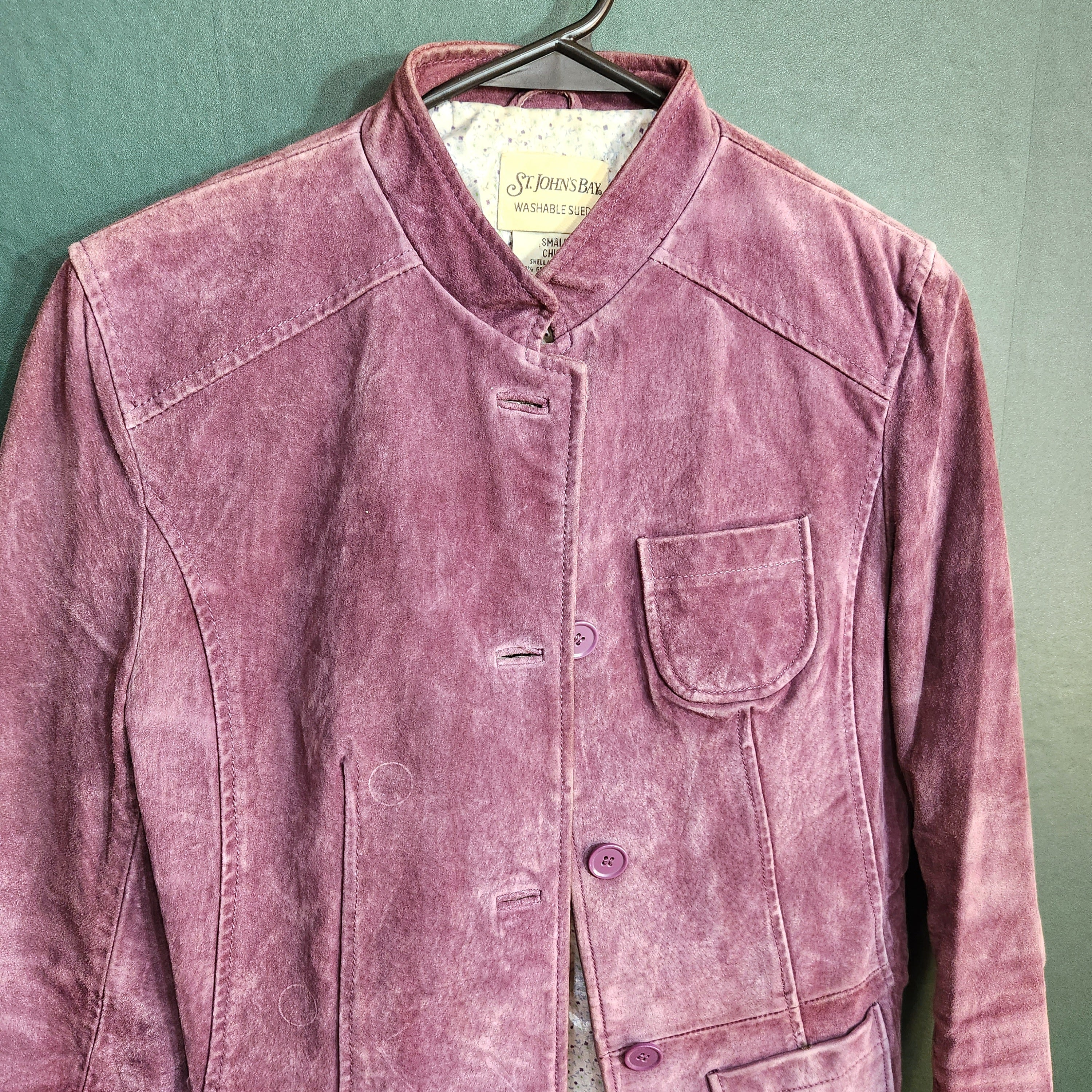 90s Washable Suede Mauve Jacket Genuine Leather Size S By St Johns Bay - Image 5