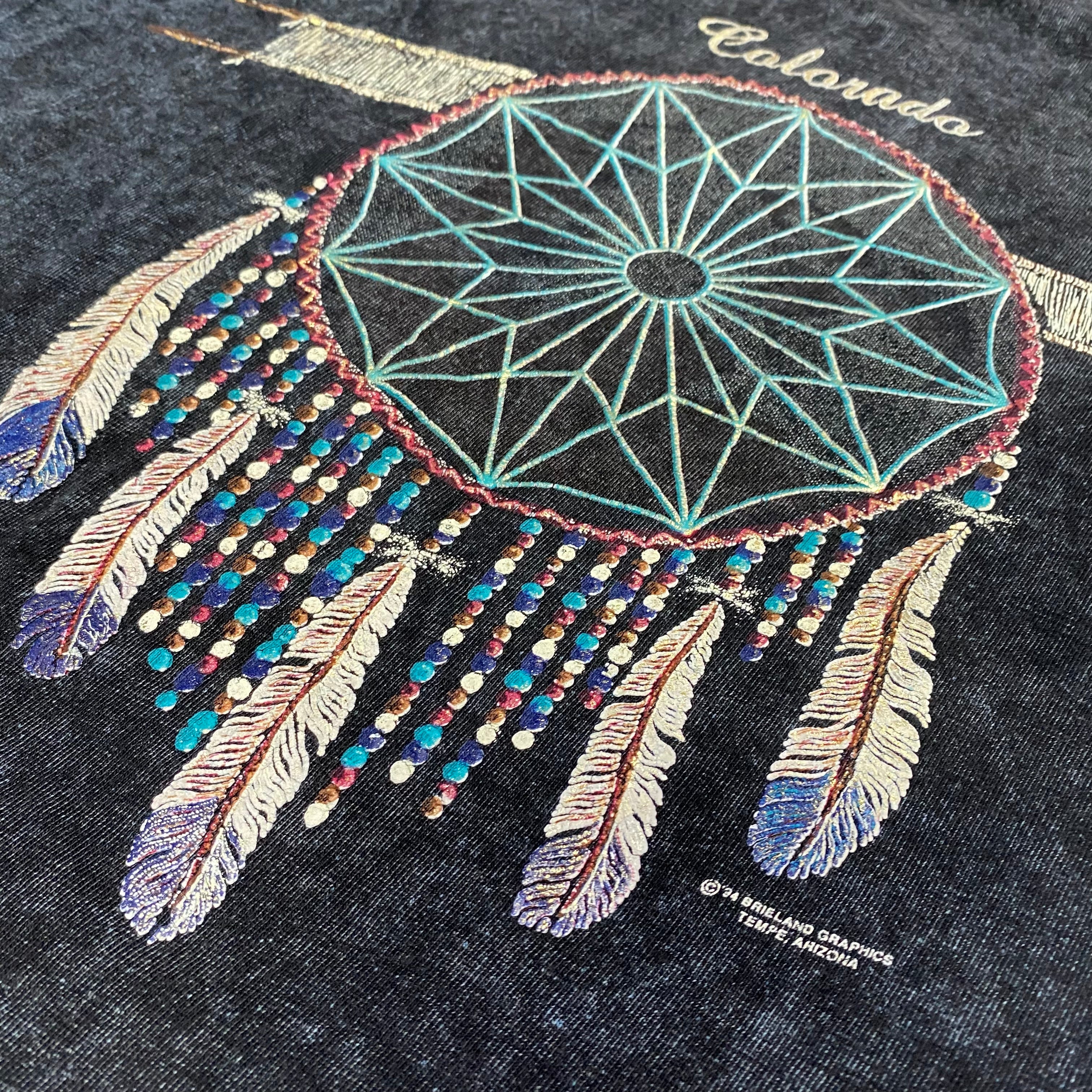90s Washed Out Black Dream Catcher Graphic Tee By Brieland Graphics Ltd - Image 4