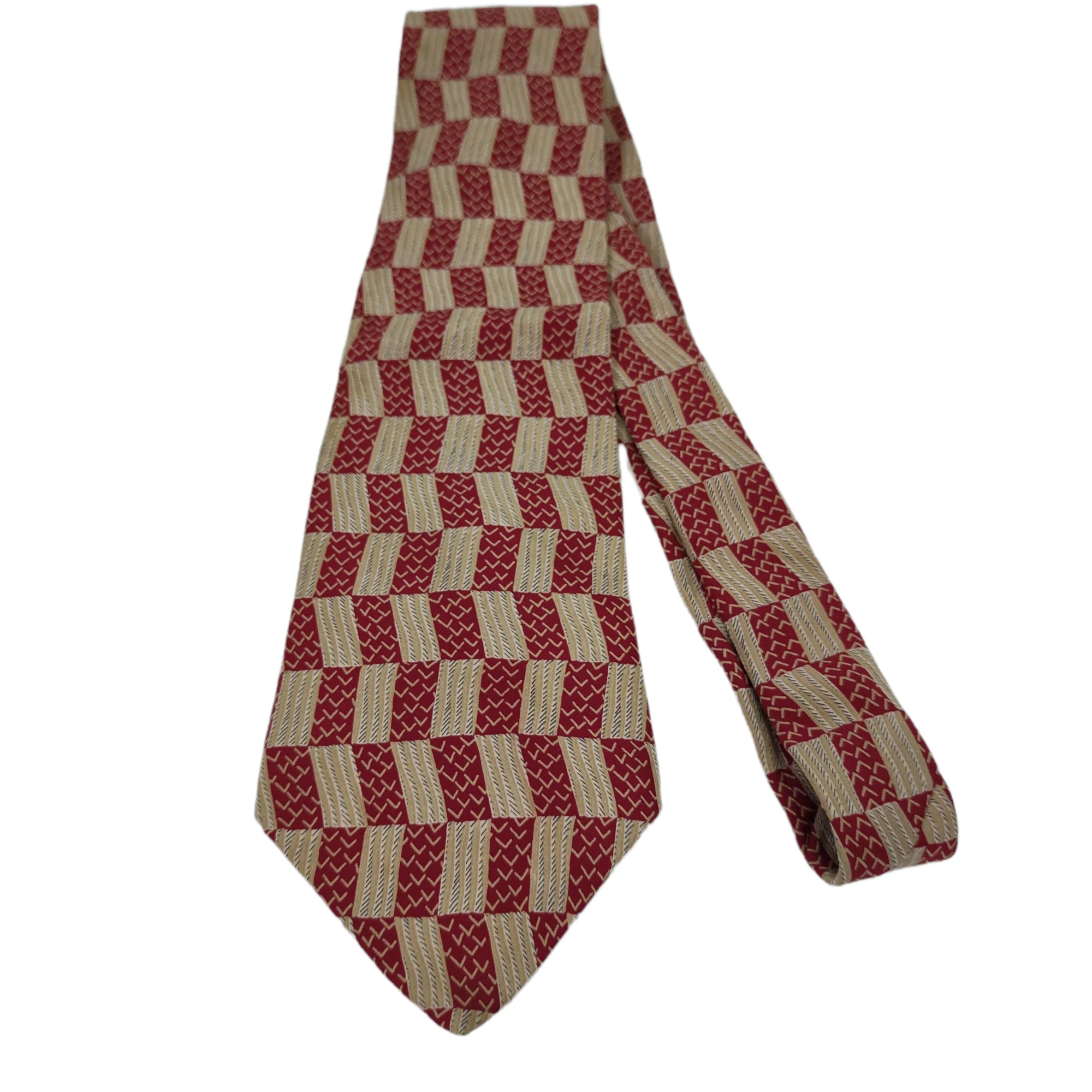 90s Wavy Baset Weave Geometric Print Neck Tie 57x4 By Austin Grey - Image 3
