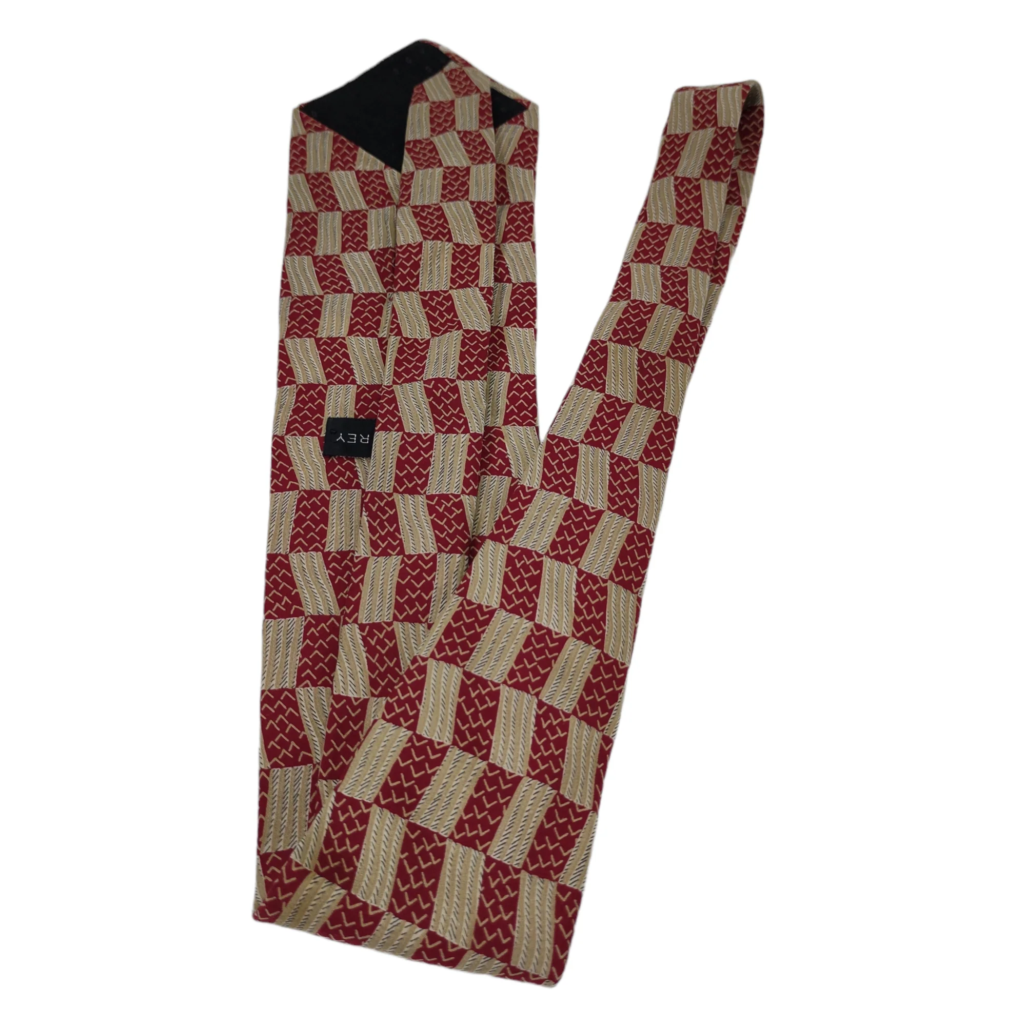 90s Wavy Baset Weave Geometric Print Neck Tie 57x4 By Austin Grey - Image 4