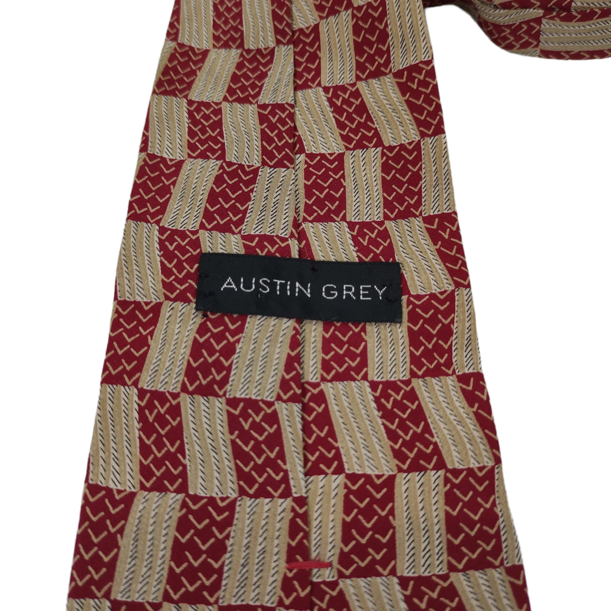 90s Wavy Baset Weave Geometric Print Neck Tie 57x4 By Austin Grey - Image 5