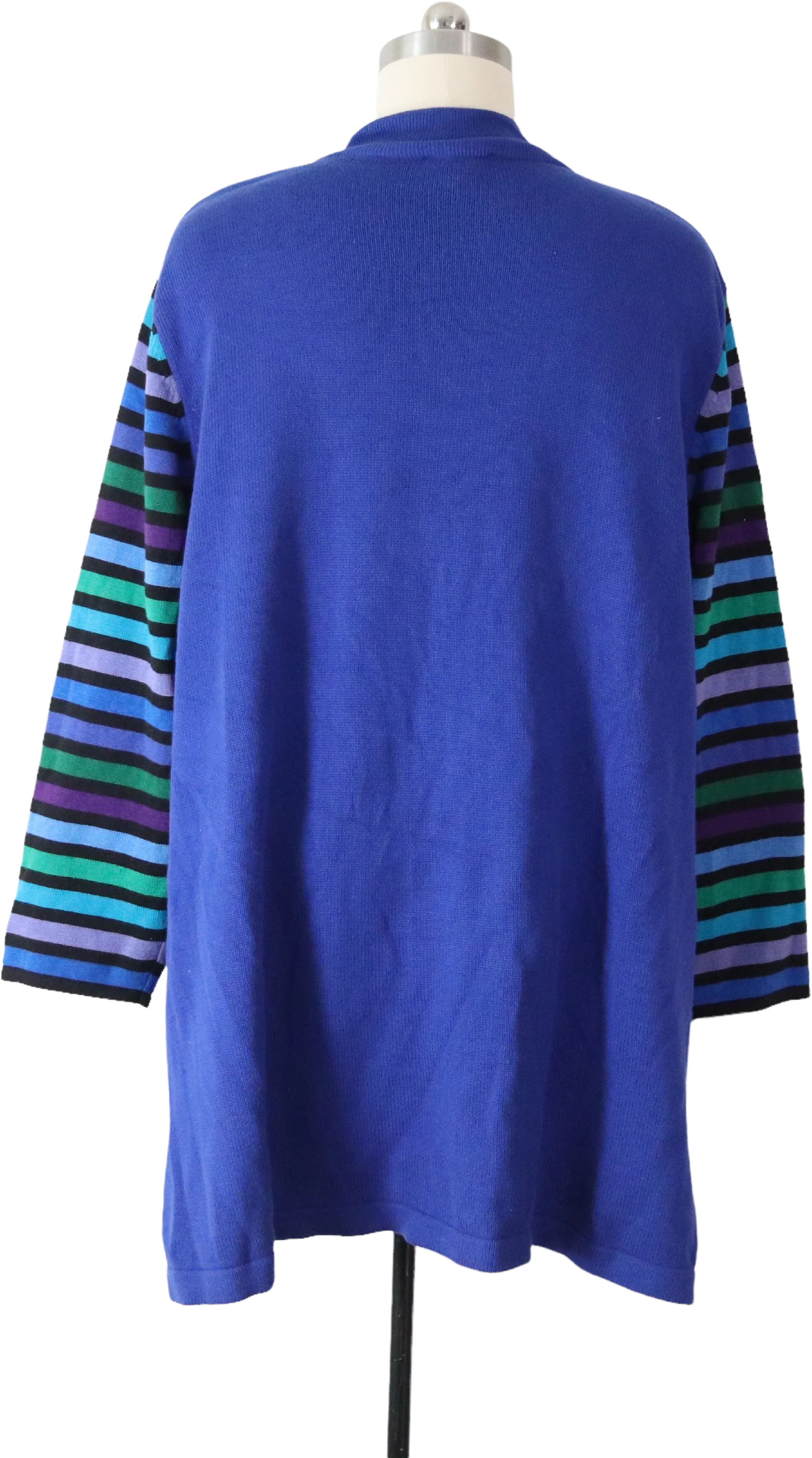 90s Wearable Art Stripe Sleeve Cardigan Sweater Duster By Bob Mackie - Image 2