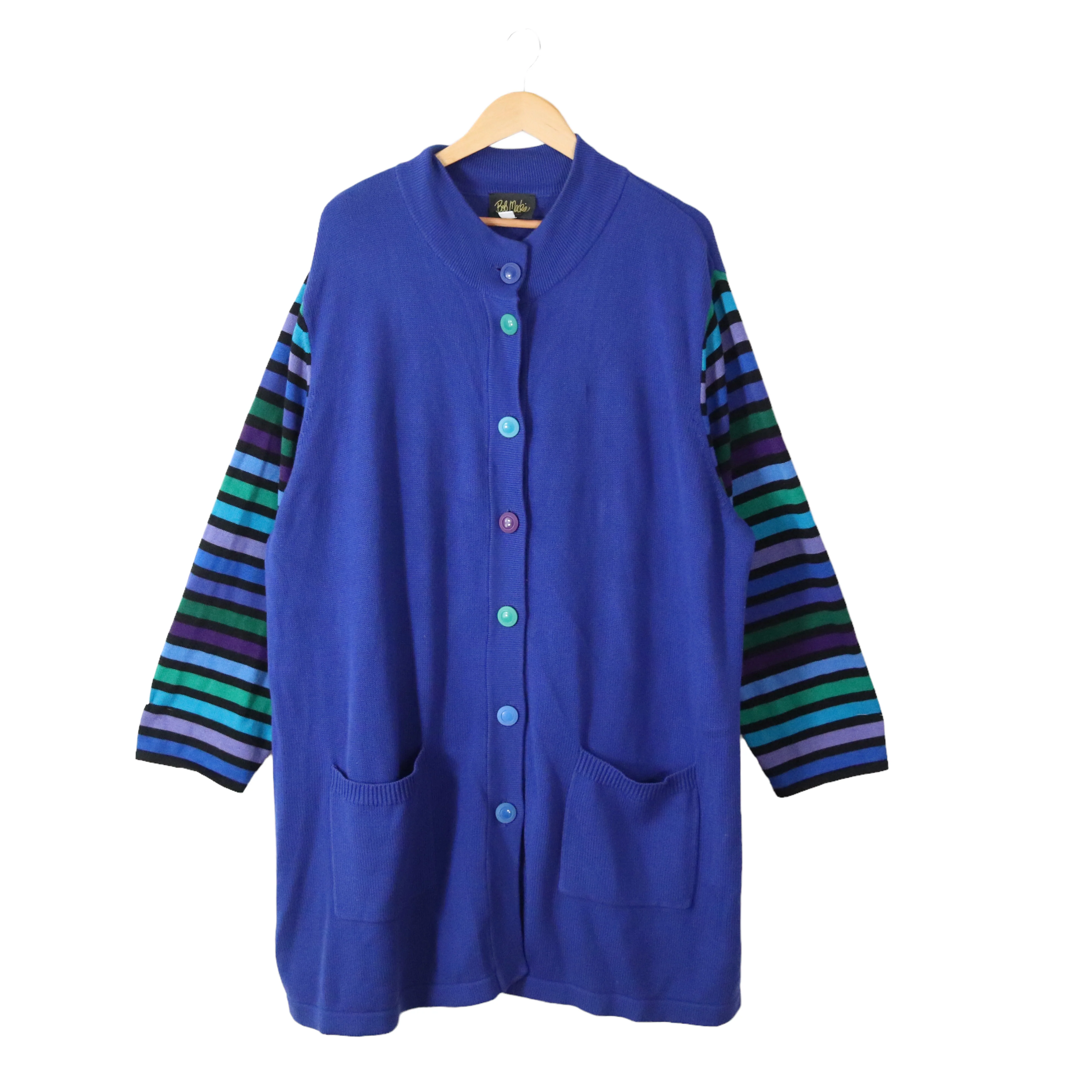 90s Wearable Art Stripe Sleeve Cardigan Sweater Duster By Bob Mackie - Image 4