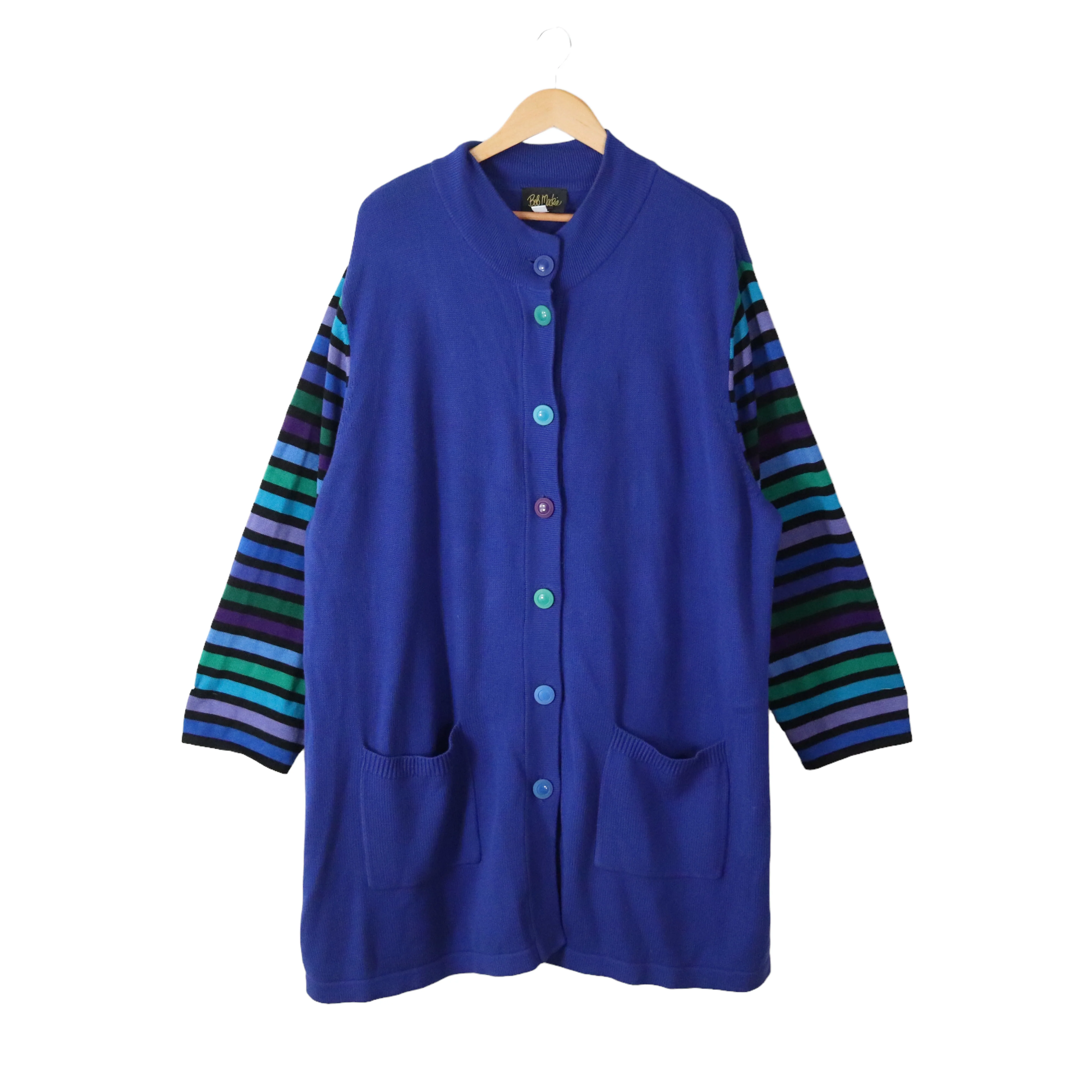 90s Wearable Art Stripe Sleeve Cardigan Sweater Duster By Bob Mackie - Image 5