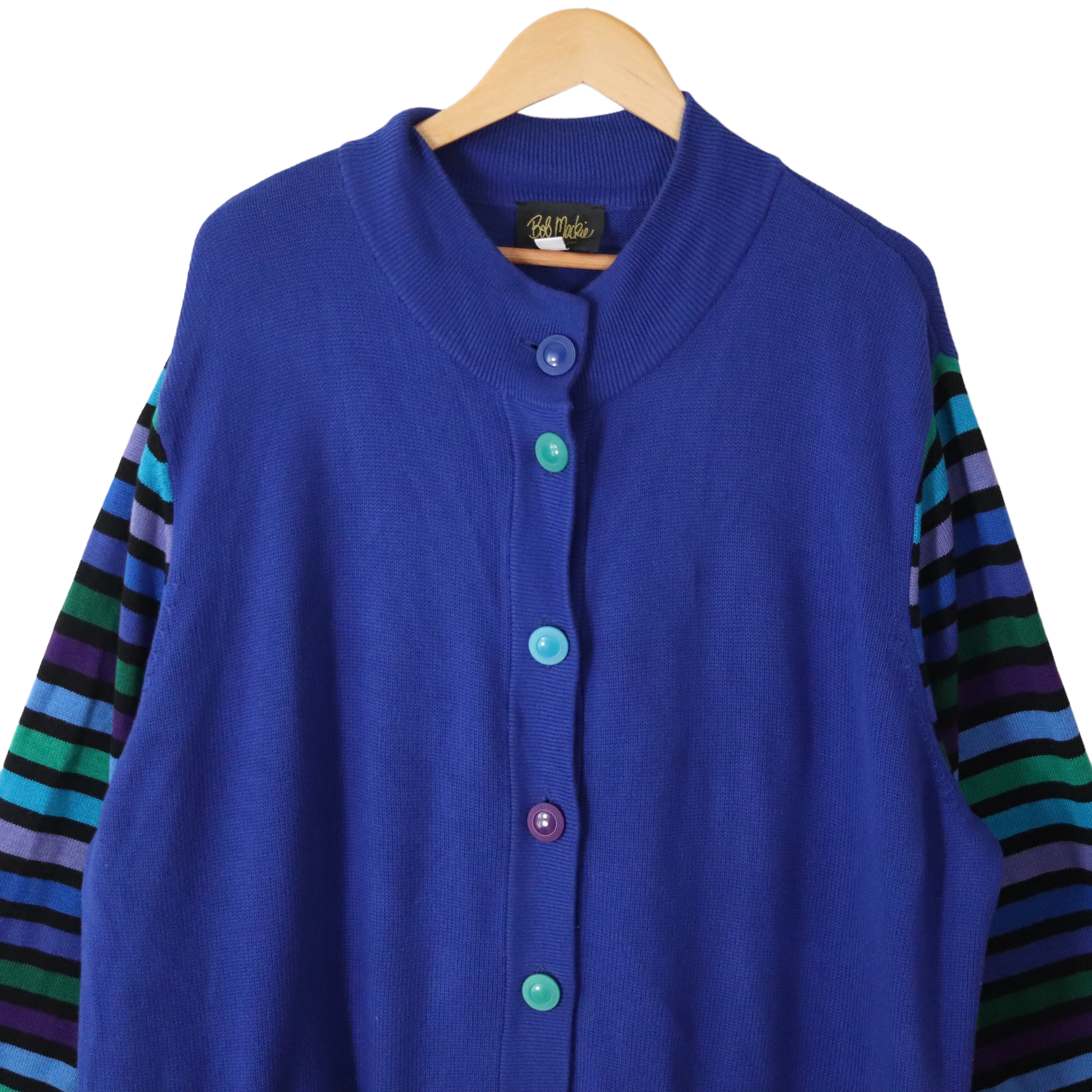 90s Wearable Art Stripe Sleeve Cardigan Sweater Duster By Bob Mackie - Image 6