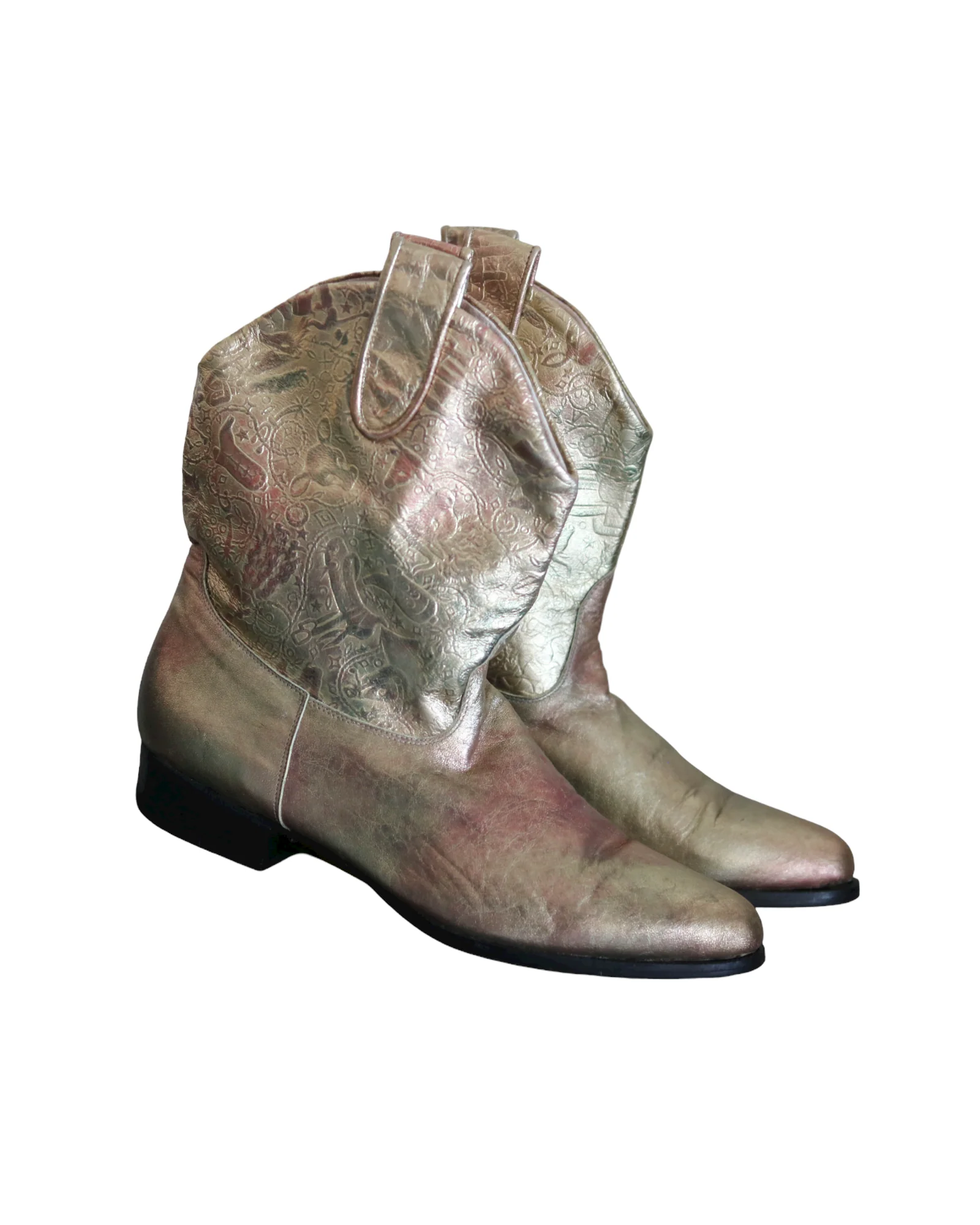 90s Western Boots Metallic - Image 3