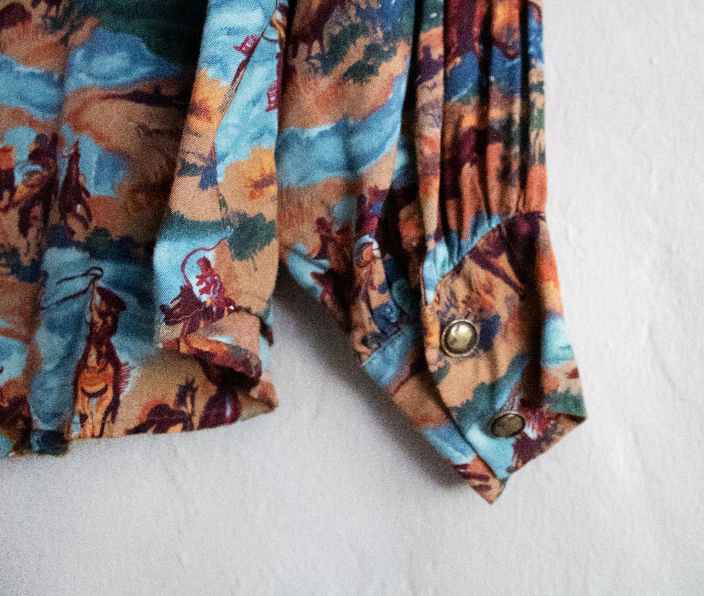 90s Western Patterned Collared Button Up Large By Dion - Image 7