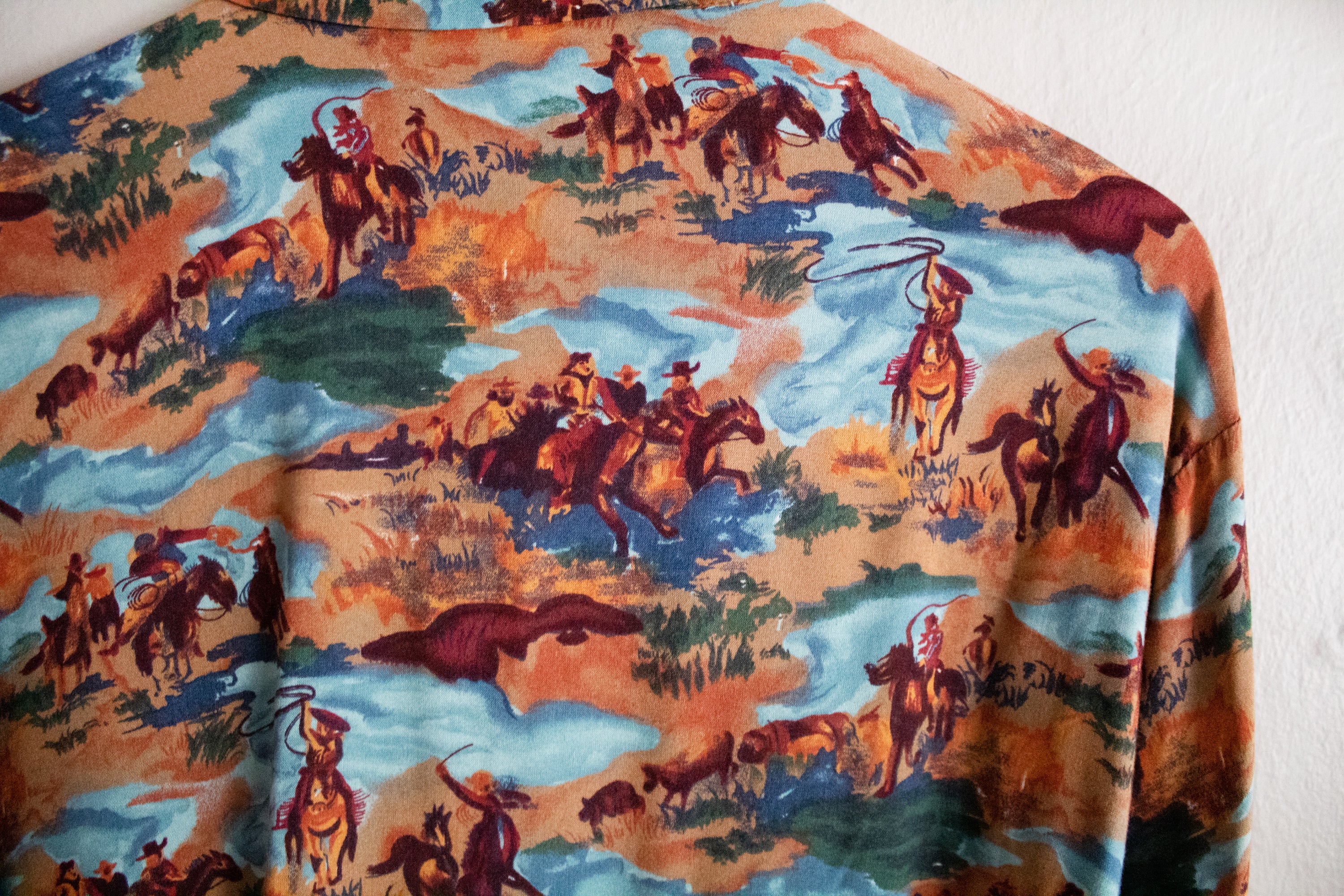 90s Western Patterned Collared Button Up Large By Dion - Image 8