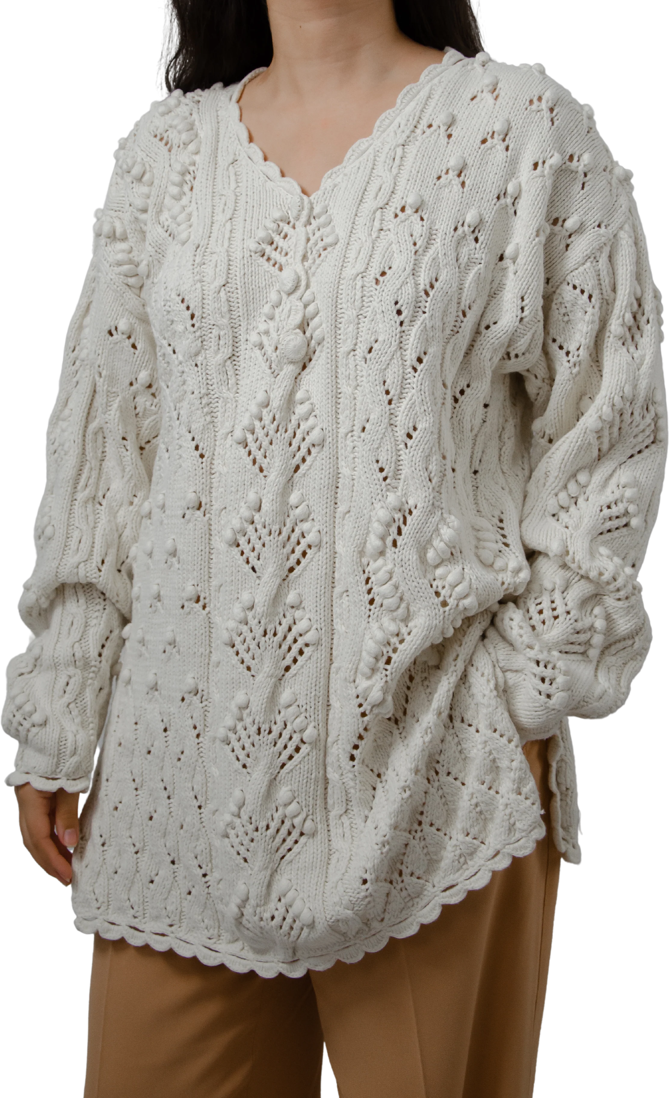 90s White Chunky Popcorn Knit