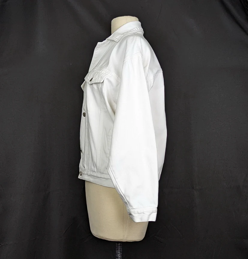 90s White Denim Jean Oversize Jacket By Moda International - Image 6