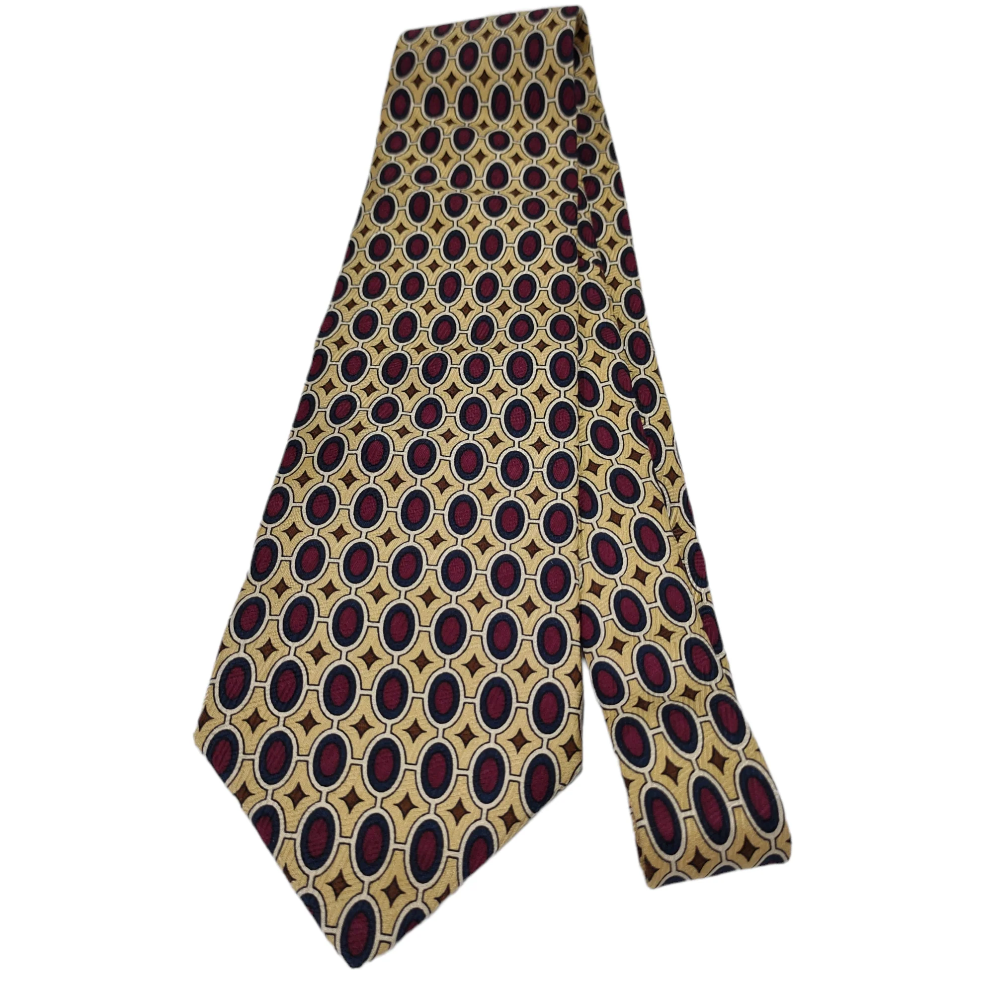90s Wide Geometric Oval Diamond Print Neck Tie By Henry Grethel - Image 3