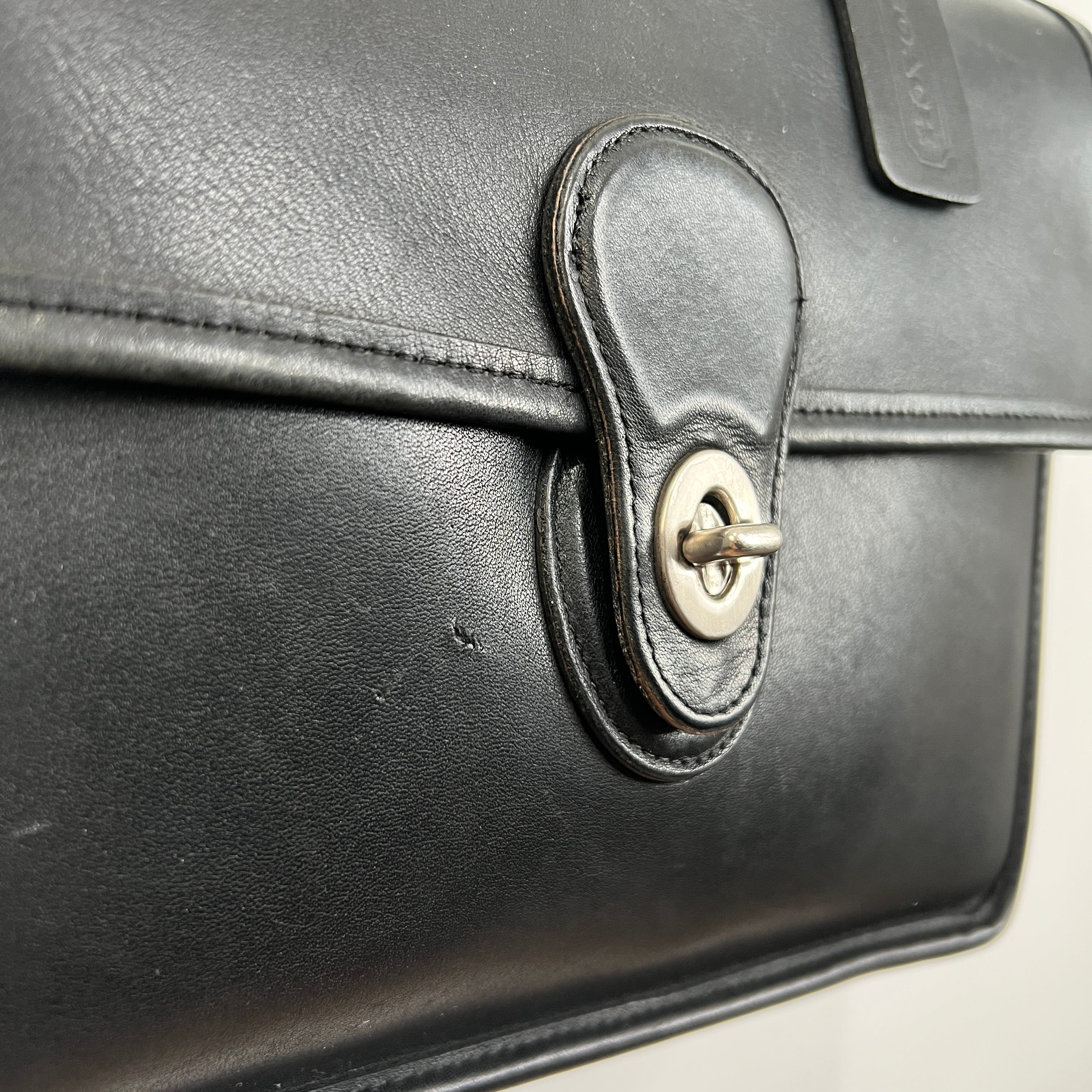 90s Willis Leather Satchel #9927 Black Nickel Preppy By Coach - Image 3