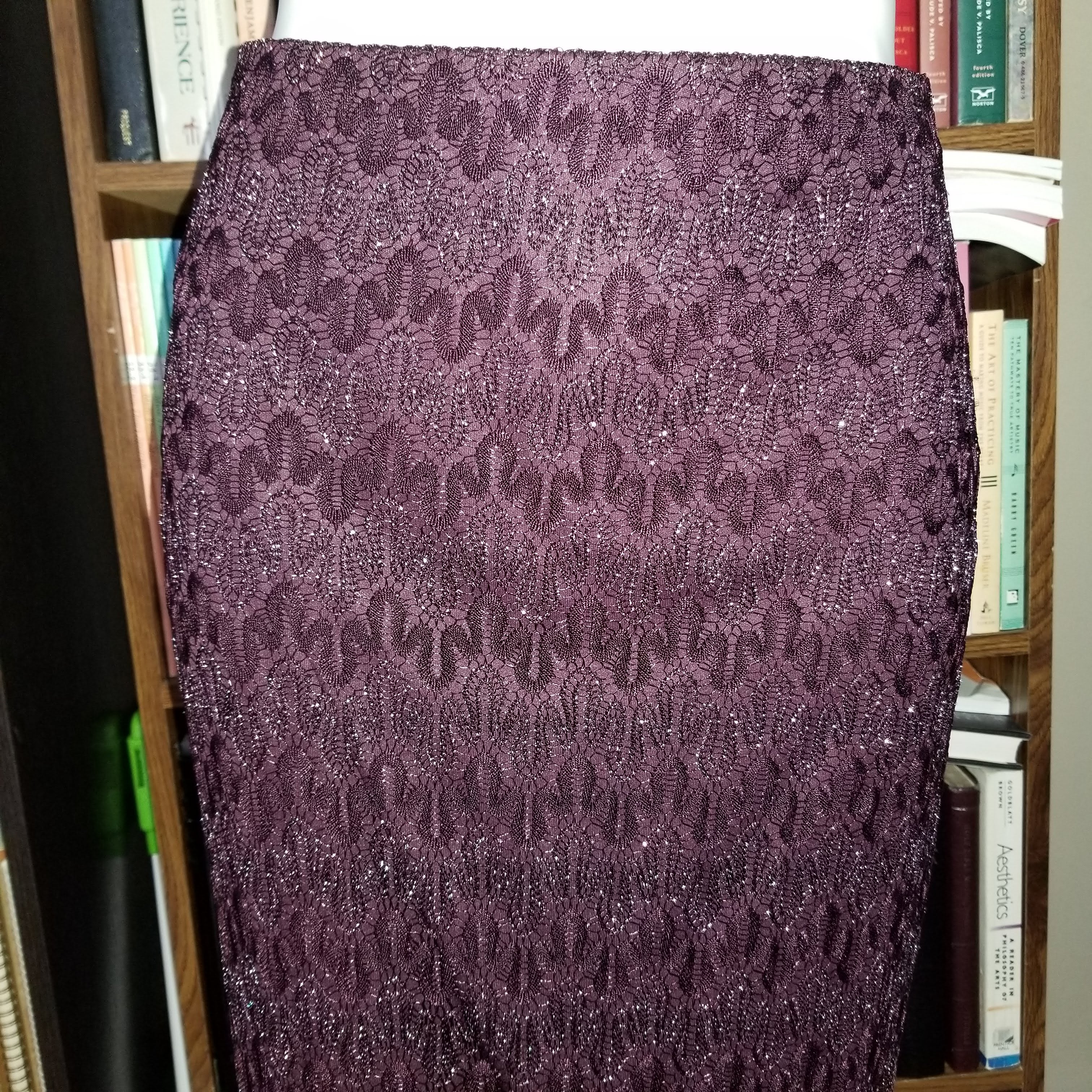 90s Wine/burgundy And Silver Macrame Maxi Skirt By Gantos - Image 3