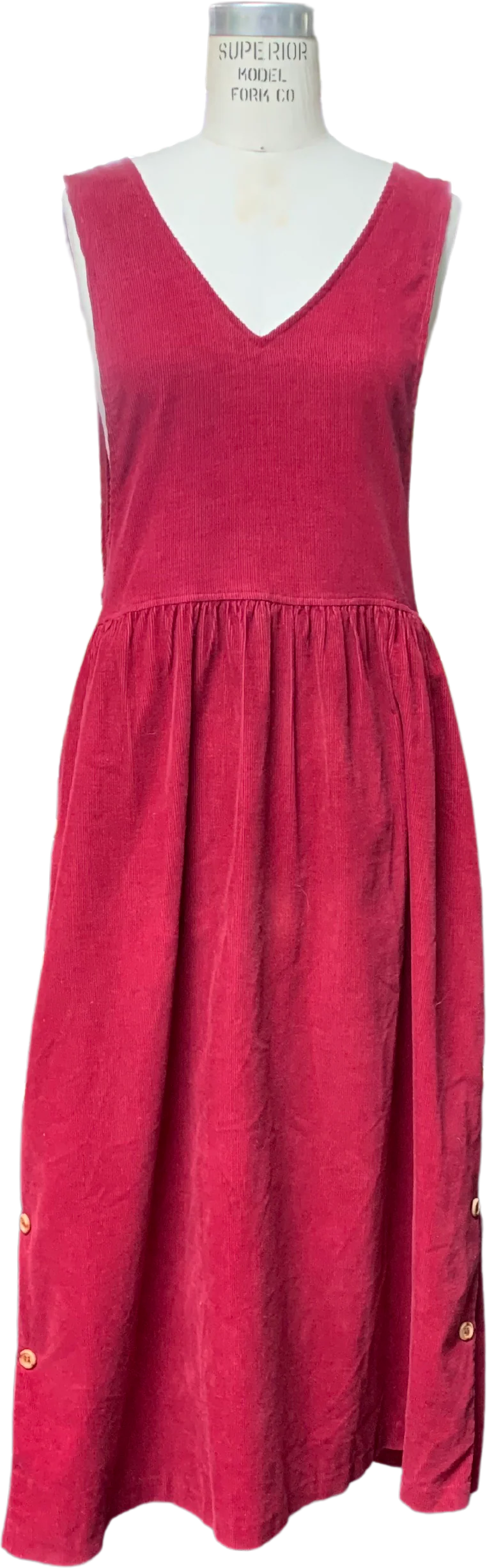 90s Wine Maroon Cotton/polyester Corduroy Jumper Dress By Modern Essentials Collection
