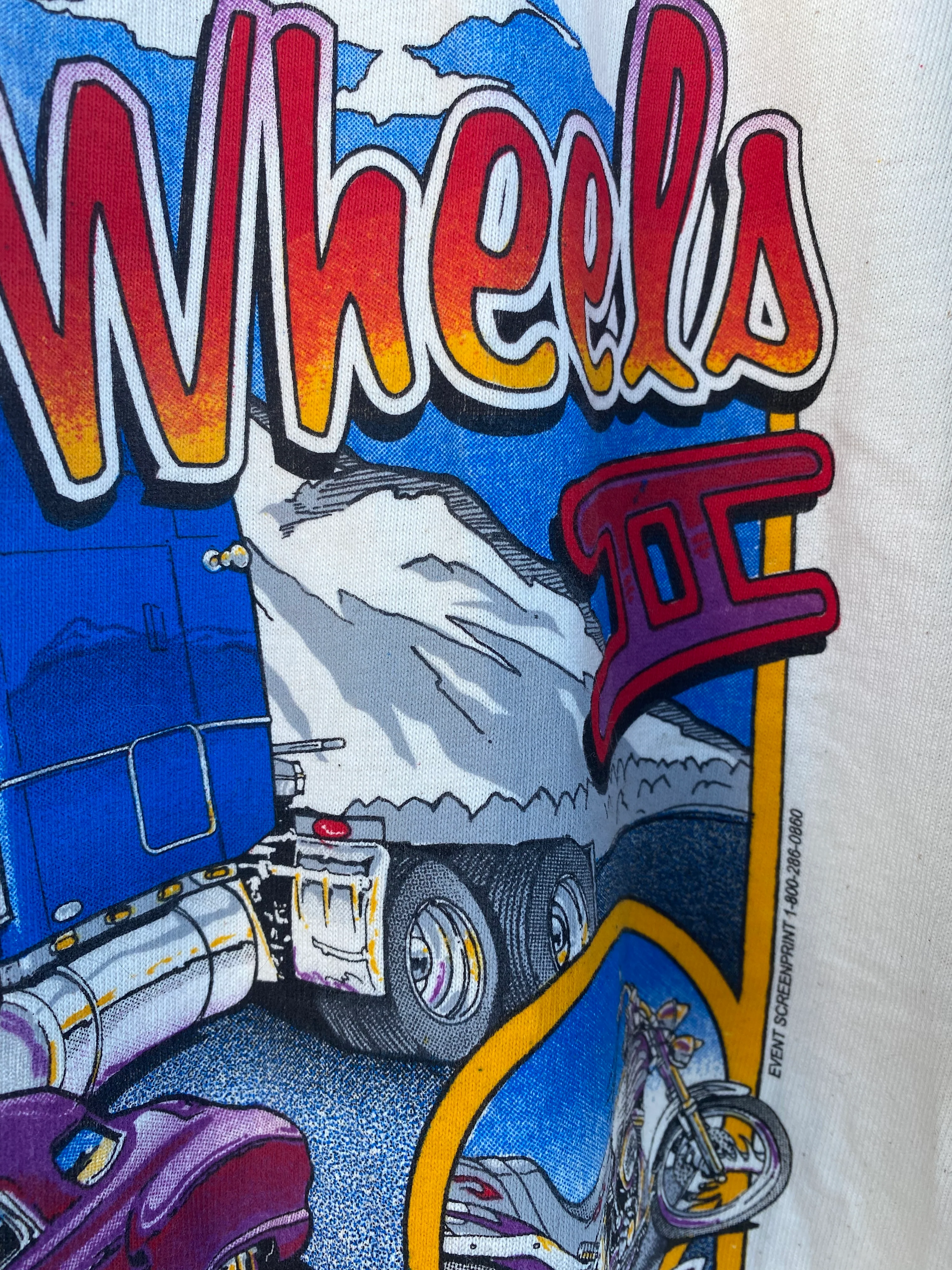 90s Wings And Wheels 2 Henley Short Sleeve Car Graphic By Cotton Deluxe - Image 5