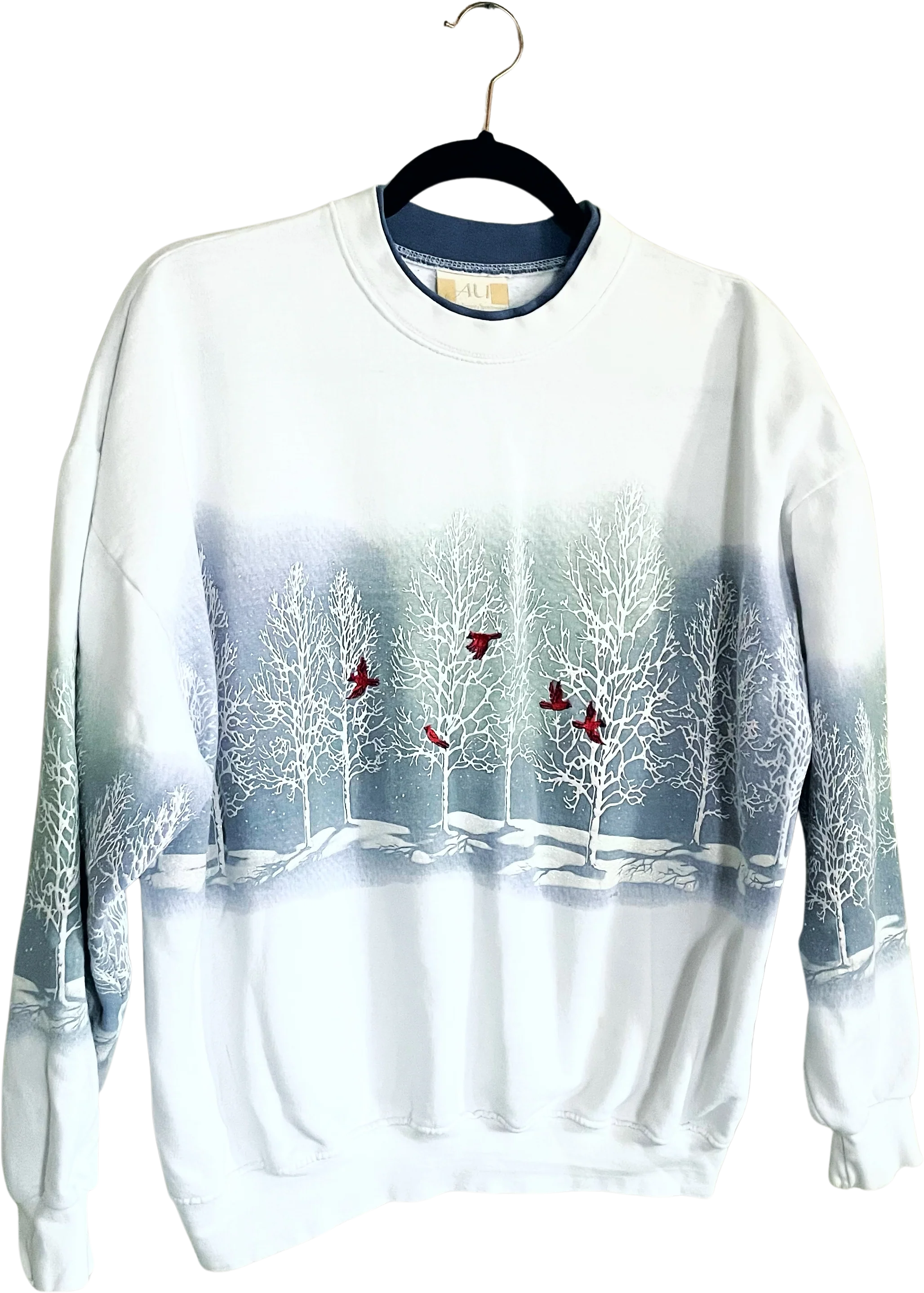 90s Winter Cardinals Glitter Embroidered Sweatshirt By Art Unlimited Sportswear
