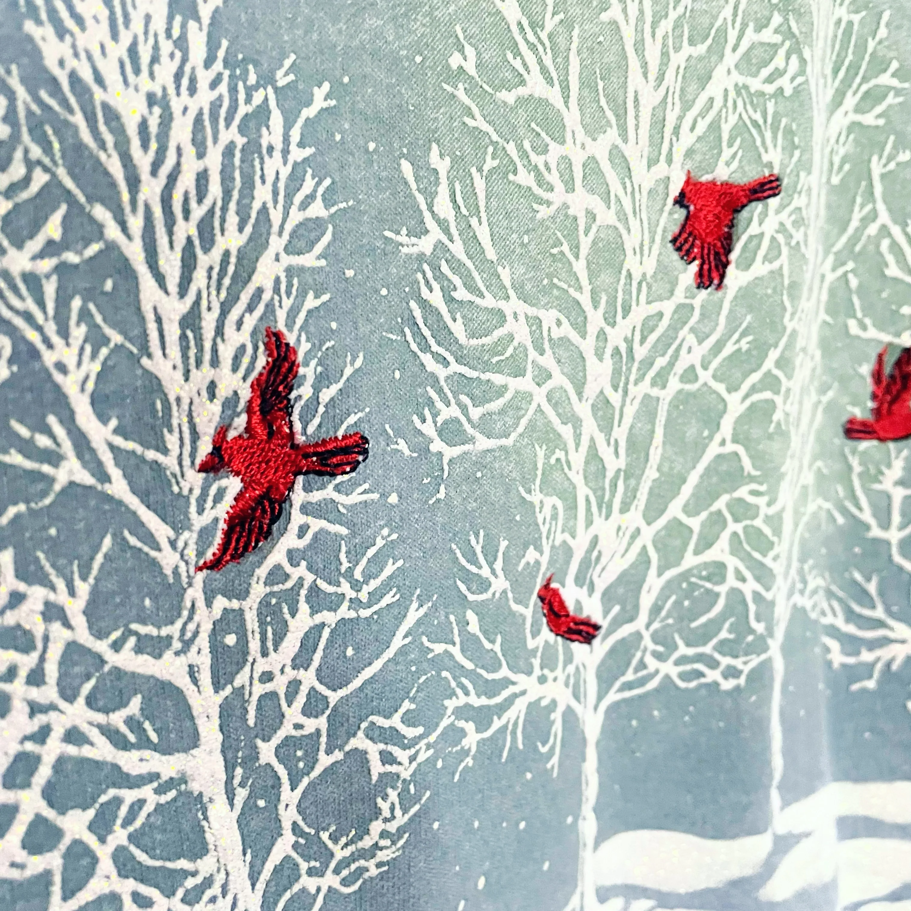 90s Winter Cardinals Glitter Embroidered Sweatshirt By Art Unlimited Sportswear - Image 3