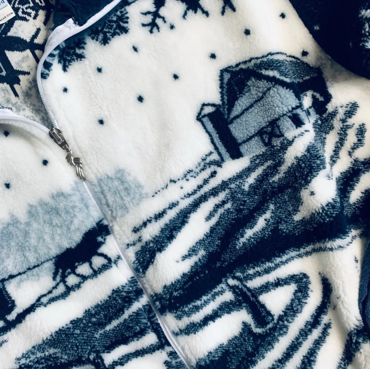 90s Winter Christmas Double Sided Fleece Zip Up Jacket By Art Unlimited - Image 5