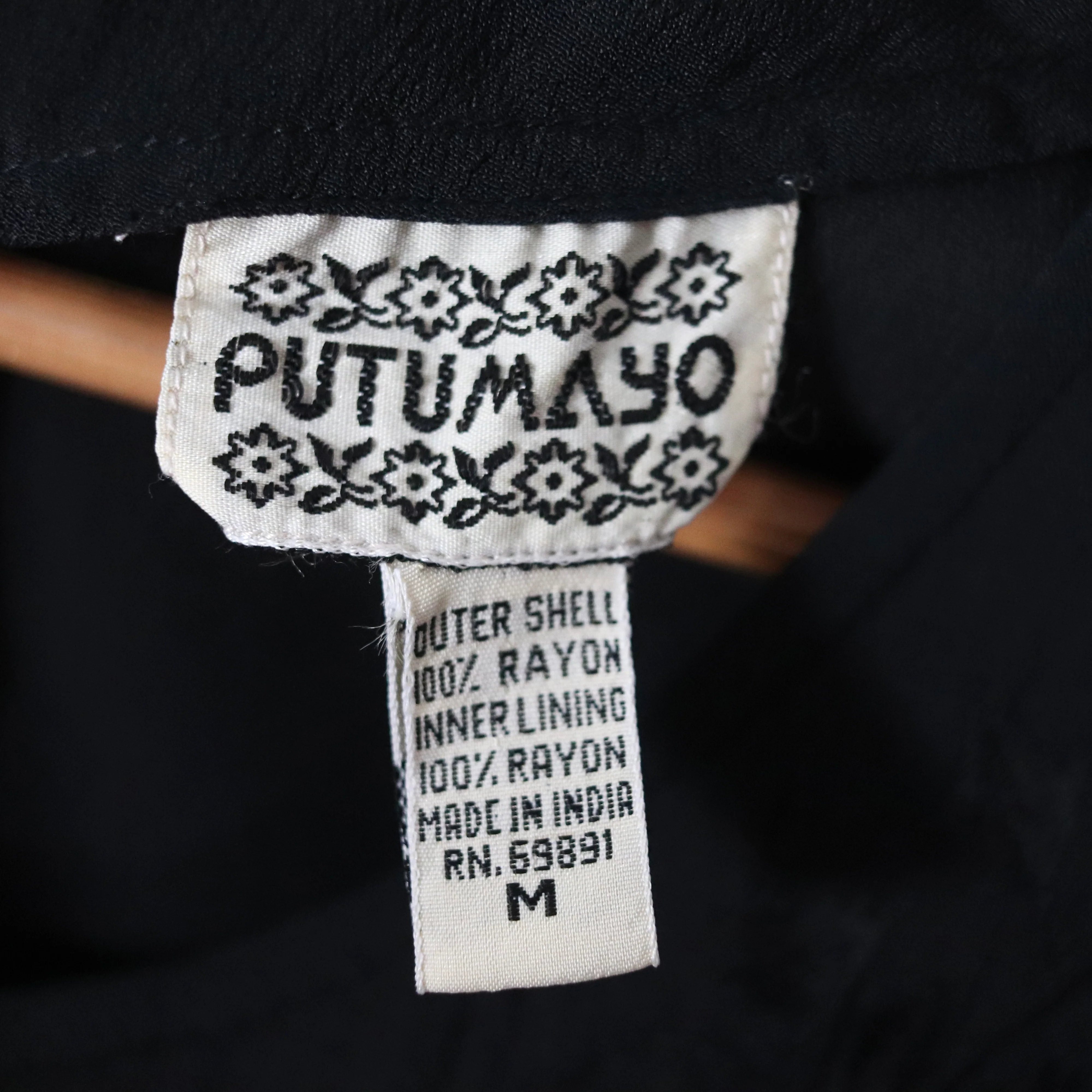 90s Witchy Black Floral Embroidered Bodice Maxi Dress By Putamayo - Image 9