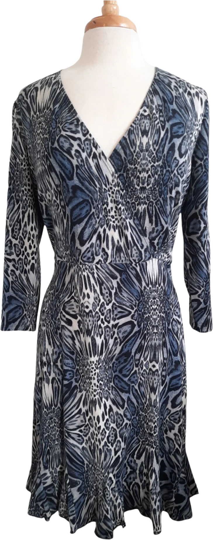 90s Womens Black Animal Print Quarter Sleeve Dress By Glamour