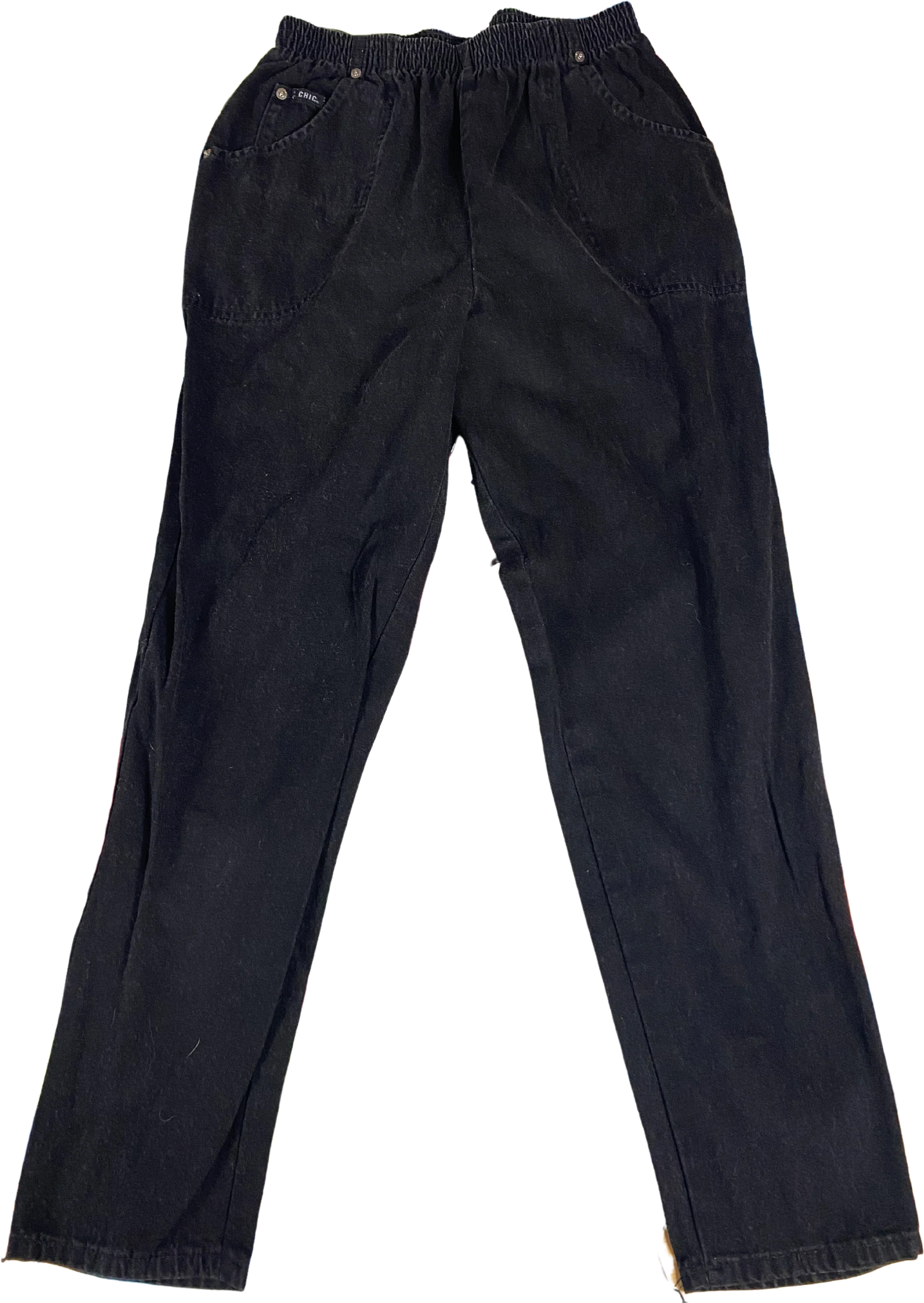 90s Womens Elastic Waist Black Denim Jeans By Chic