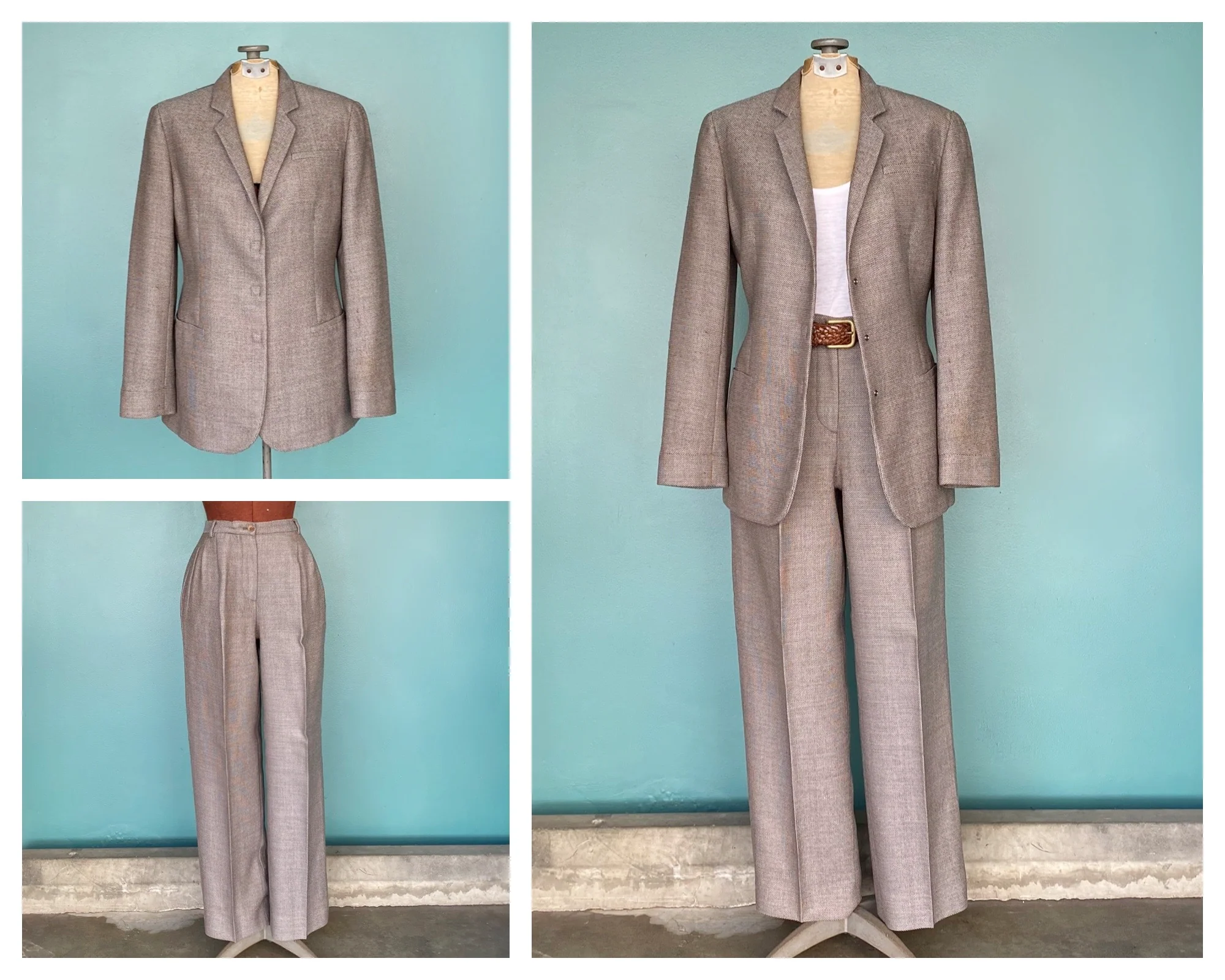 90s Womens Designer Wool Pant Suit Set by Giorgio Armani - Image 4