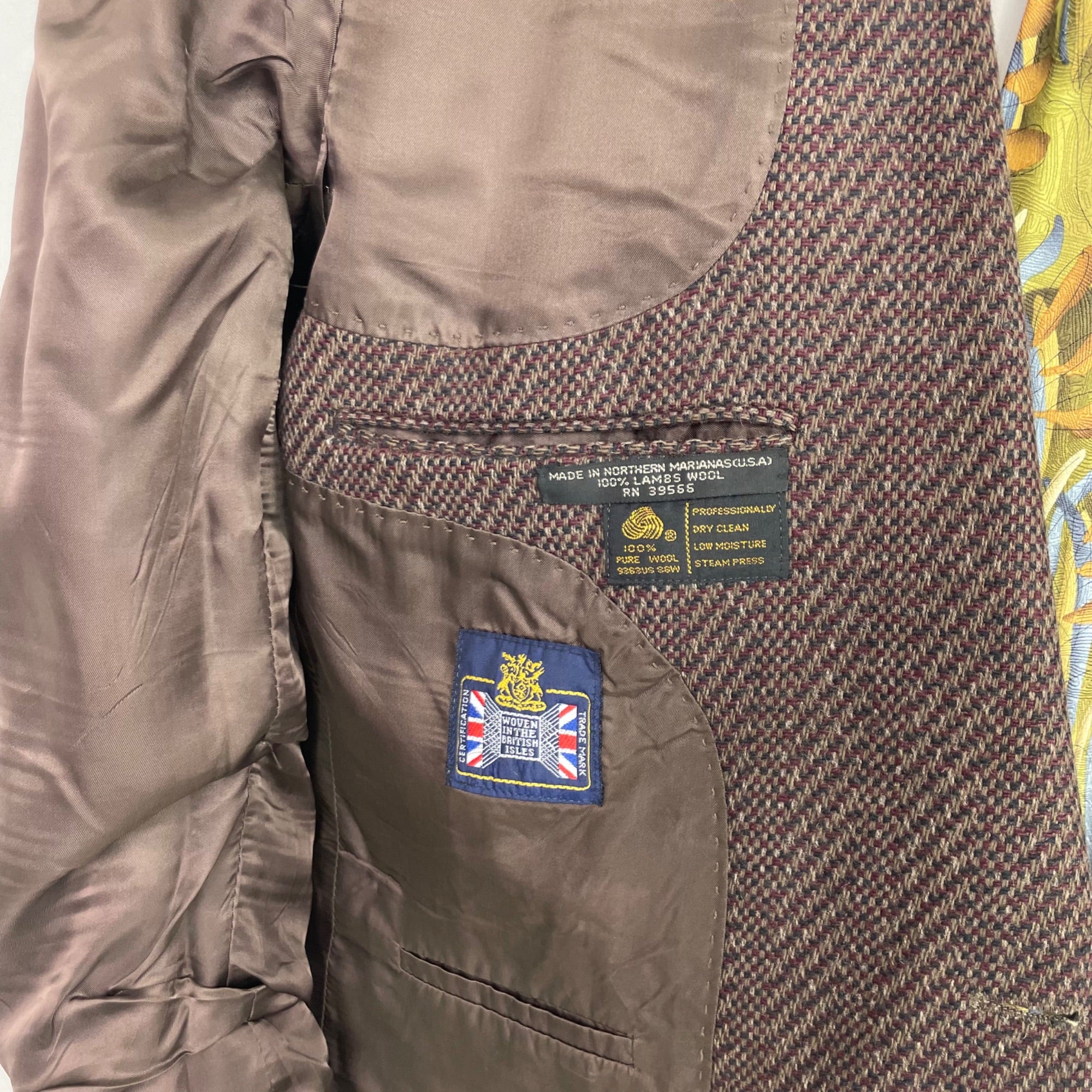90s Wool Tweed Brown Sports Coat Jacket Mens 43r - Image 10