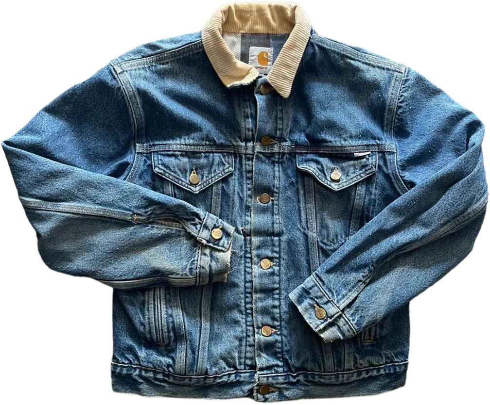 90s Worn Flannel Lined Denim Trucker Jacket By Carhartt
