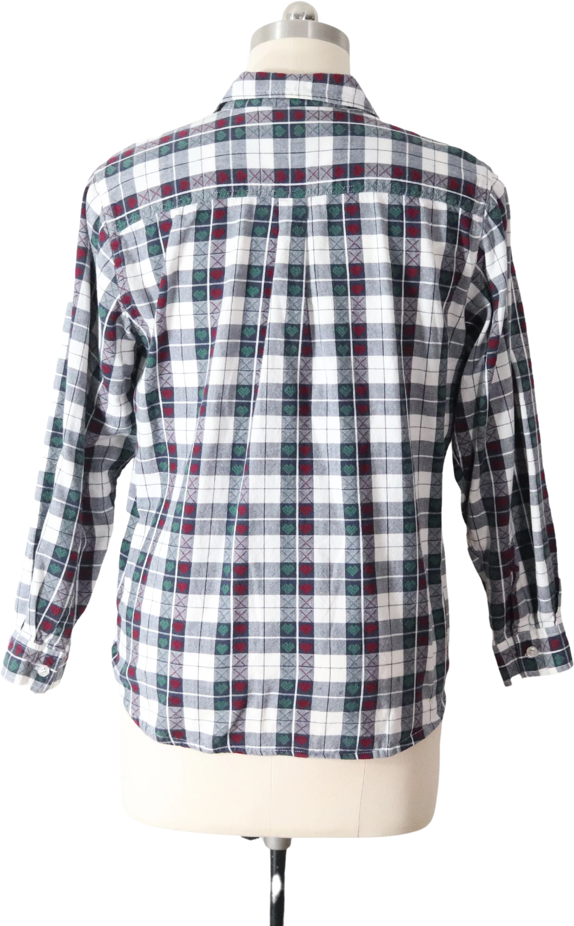 90s Woven Plaid Hearts Button Up Cottagecore Shirt By Jane Ashley - Image 2
