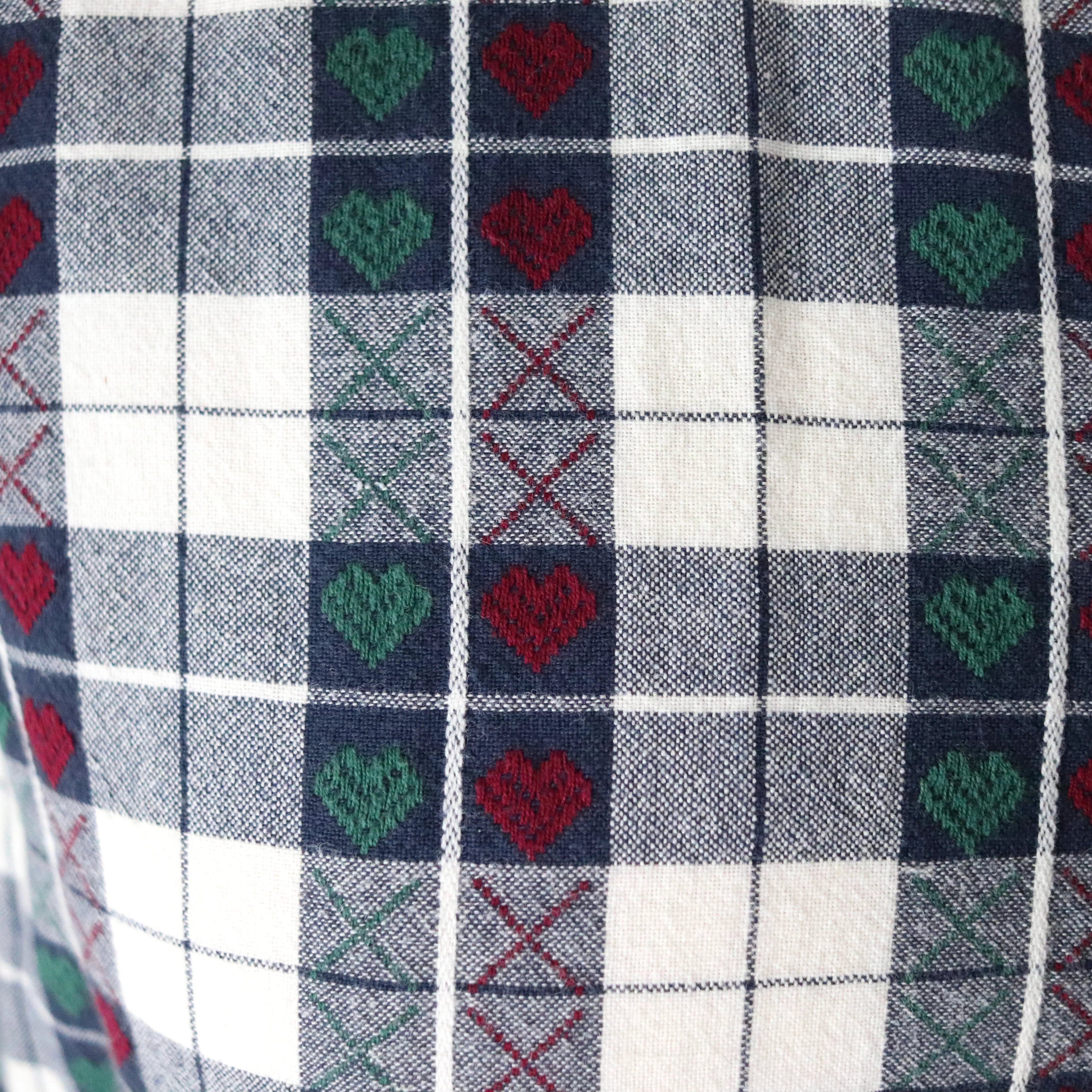 90s Woven Plaid Hearts Button Up Cottagecore Shirt By Jane Ashley - Image 7